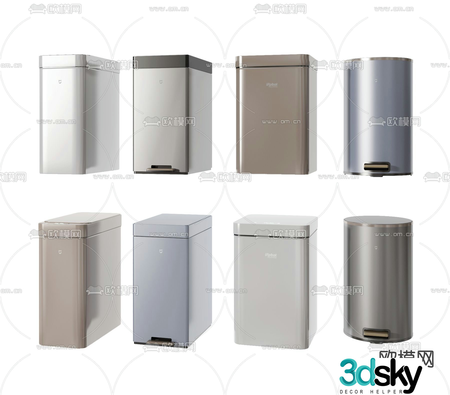 Household trash can 3d model
