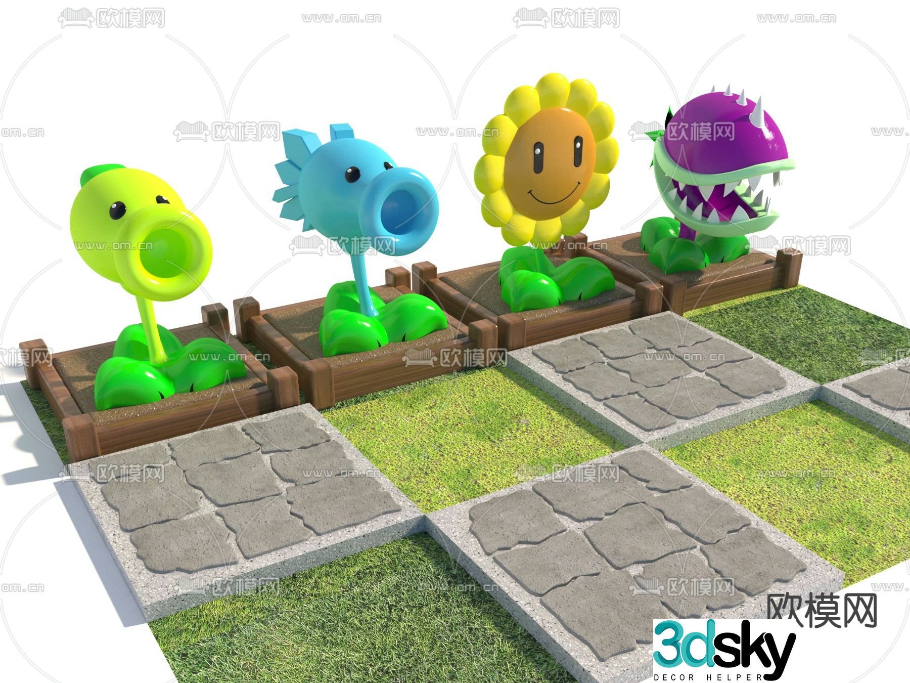 children’s toys pea shooter lawn piranha 3d model