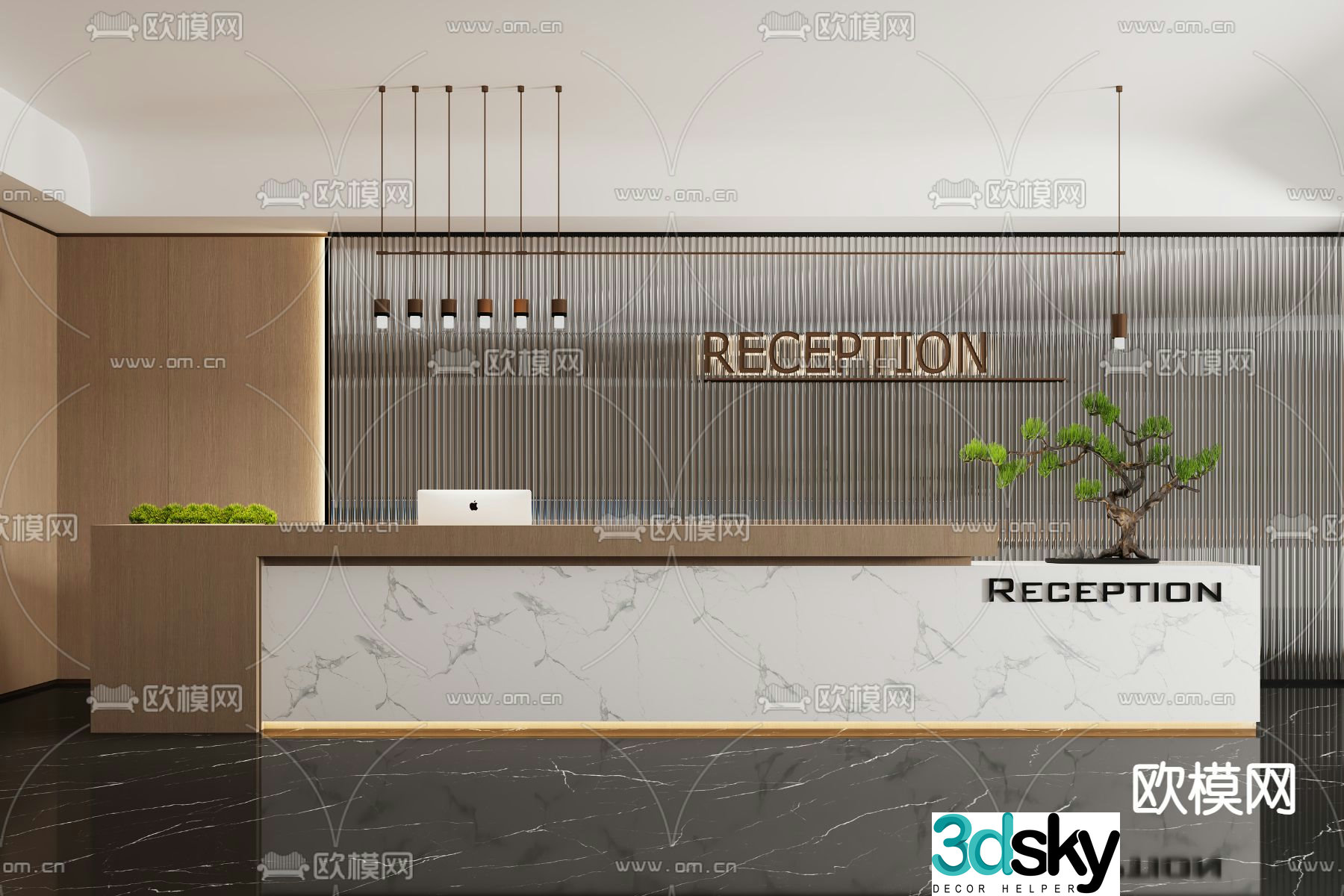 Office reception desk 3d model