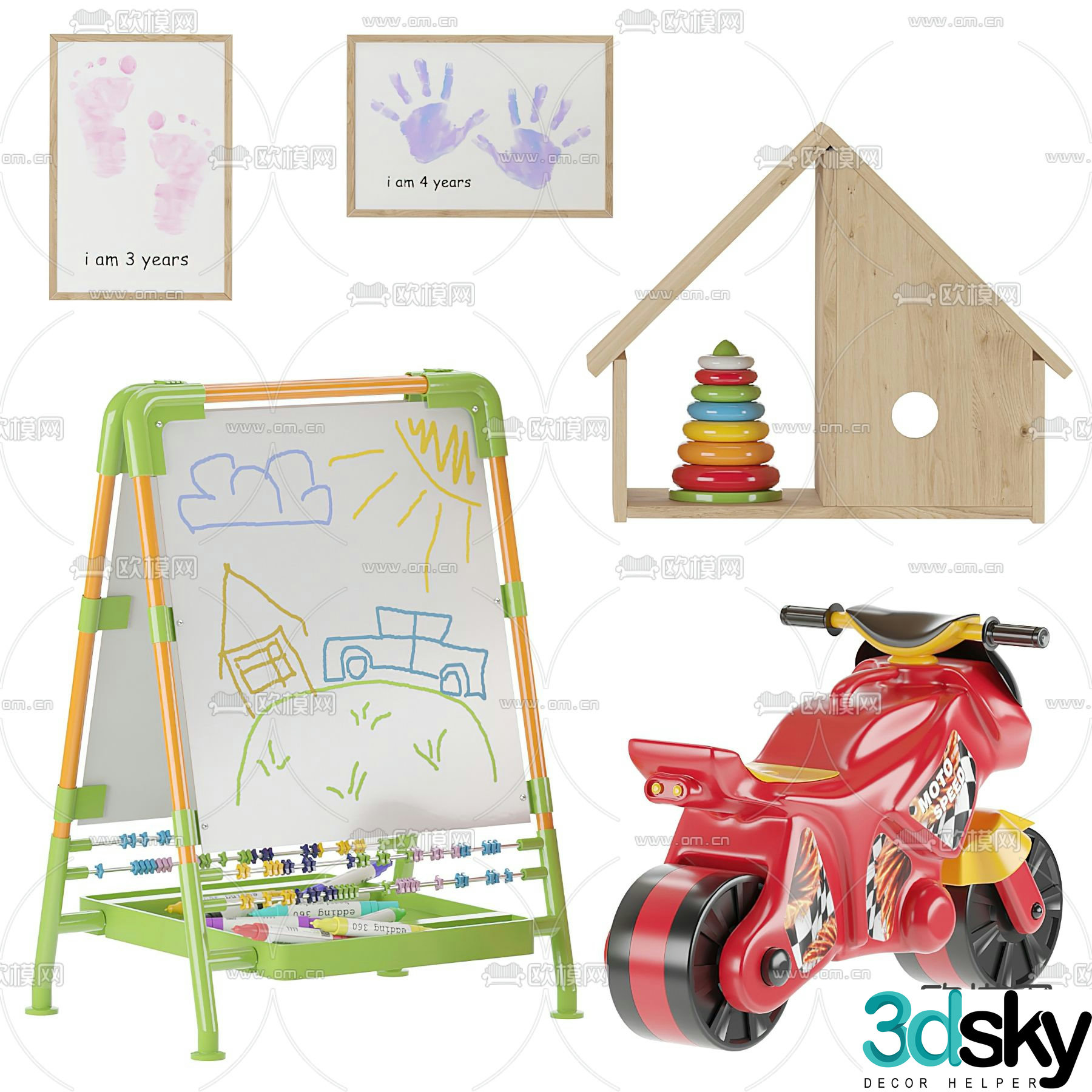 Children’s drawing board toy car 3d model