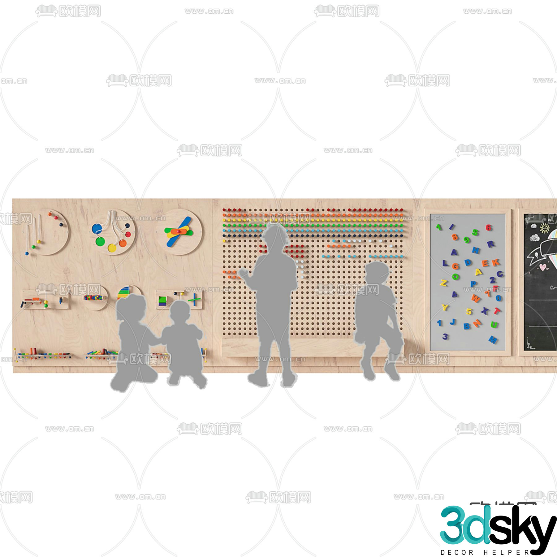 Children’s blackboard game panel hole board 3d model