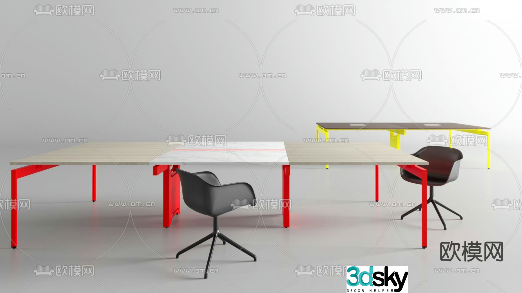 office desk conference table 3d model