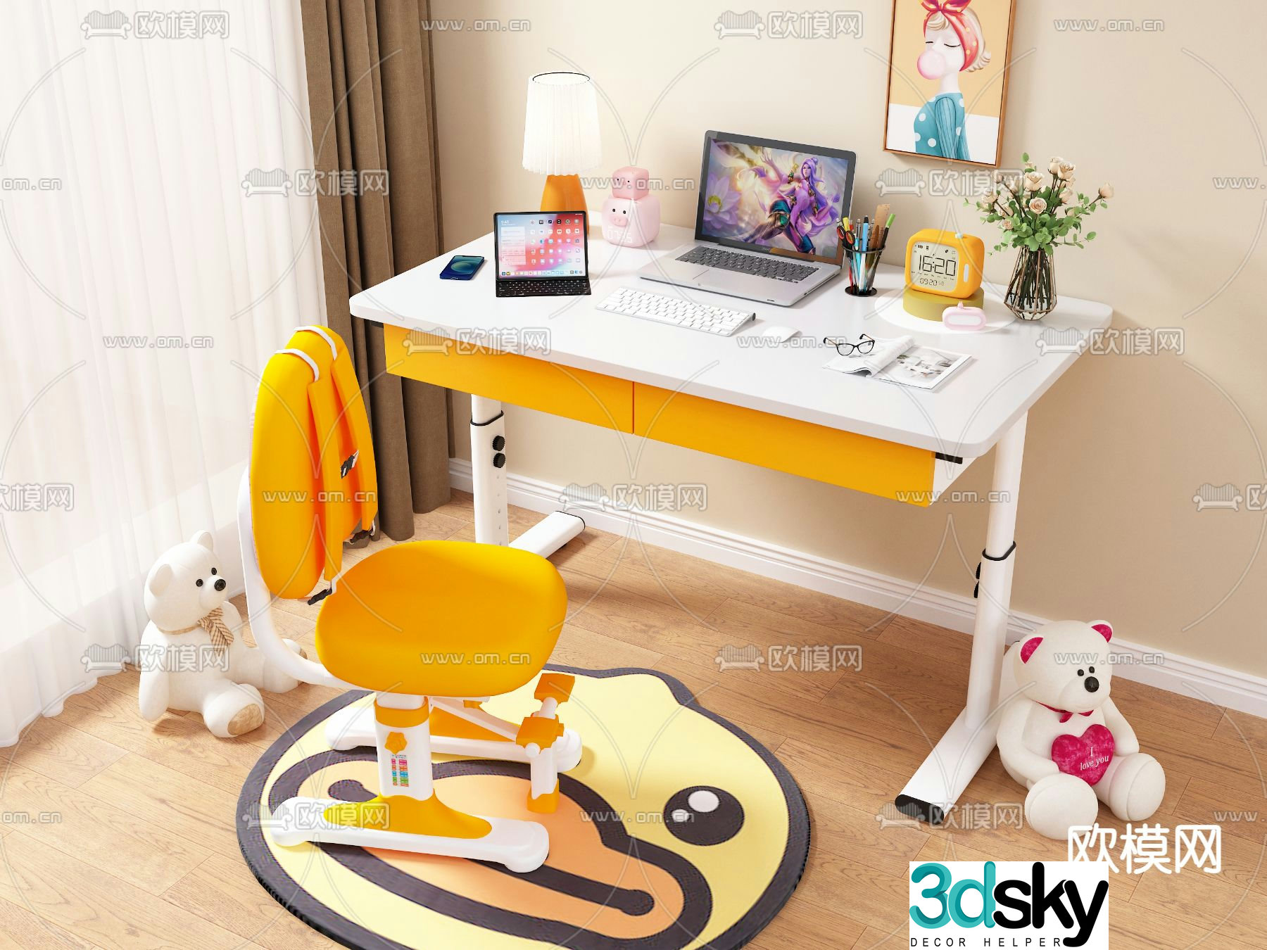 Children’s study table 3d model