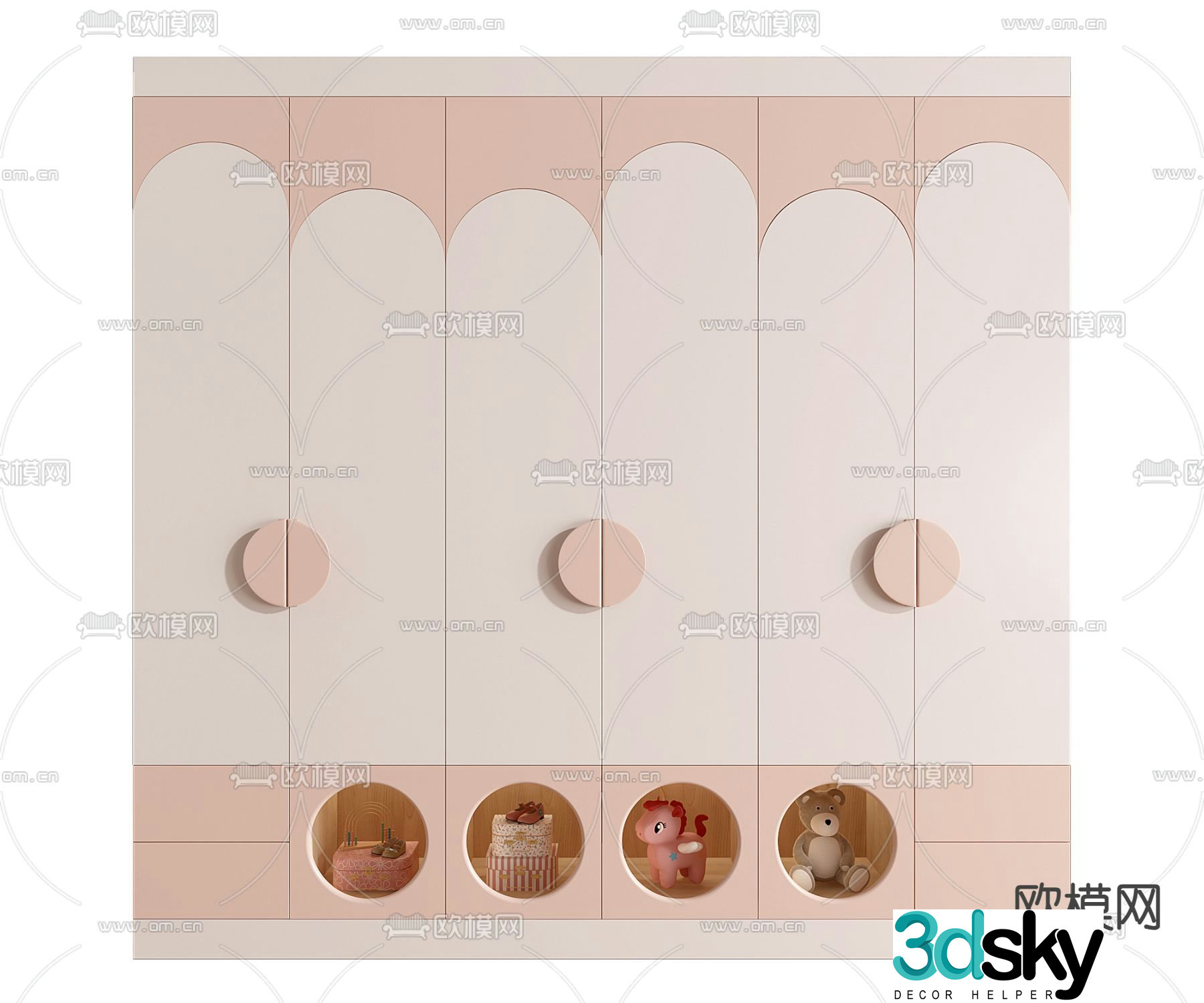 Children’s wardrobe storage cabinet 3d model