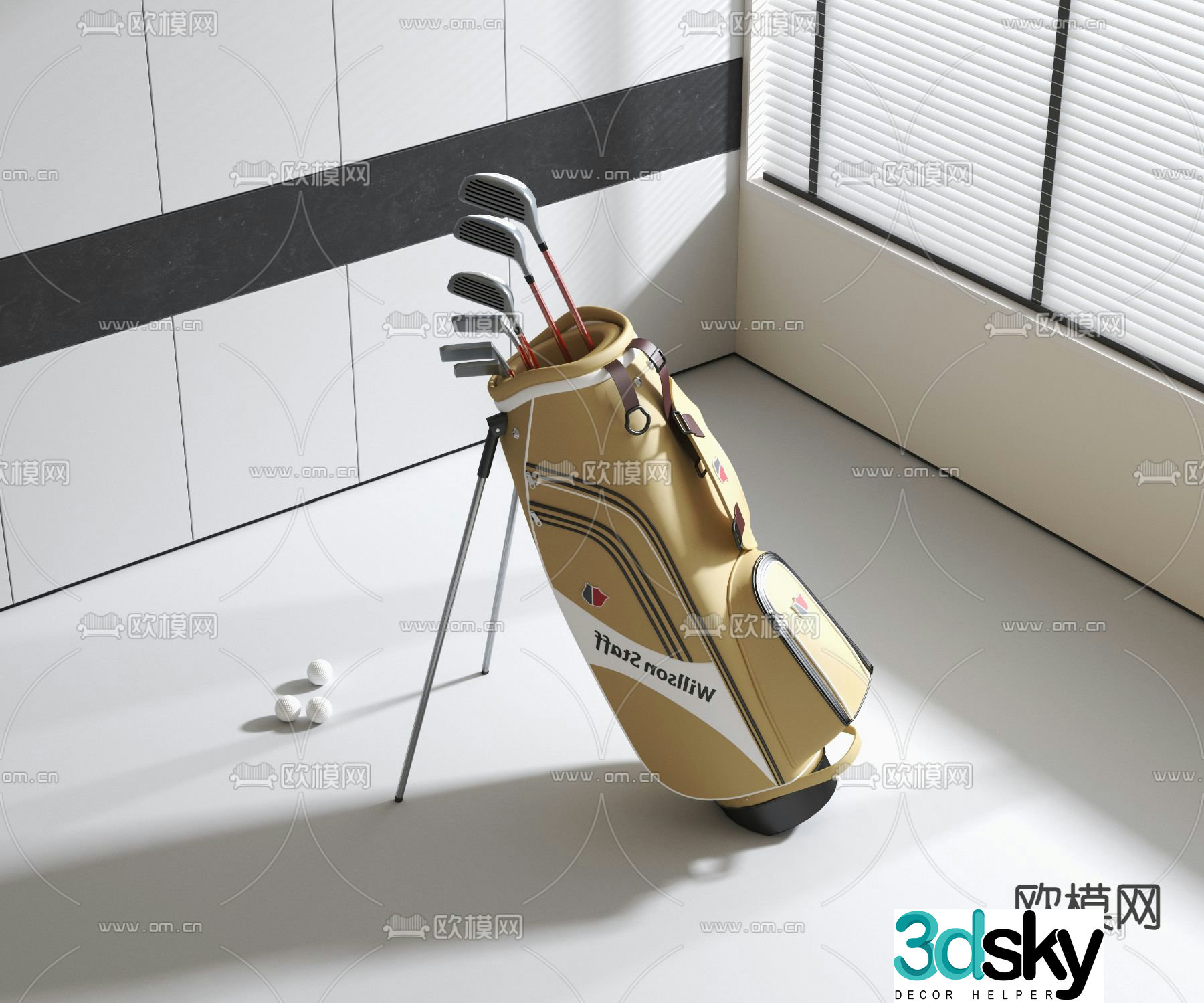 Golf clubs golf backpack 3d model
