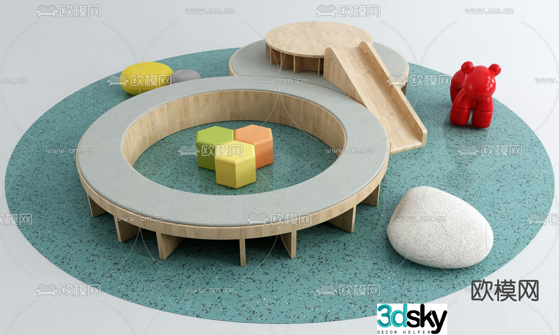 Children's play equipment slide magic cube 3d model
