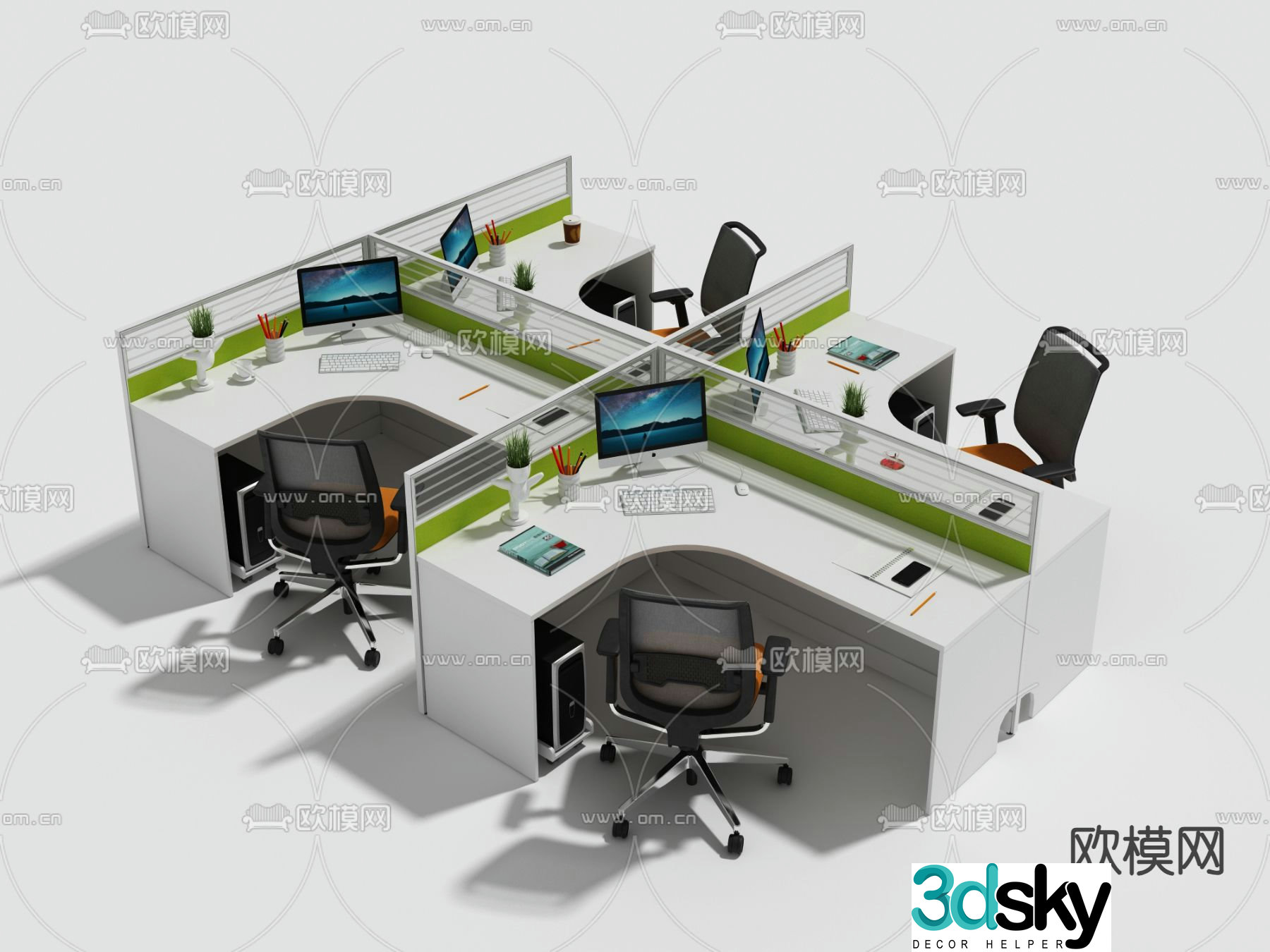 Office desk and chair 3d model