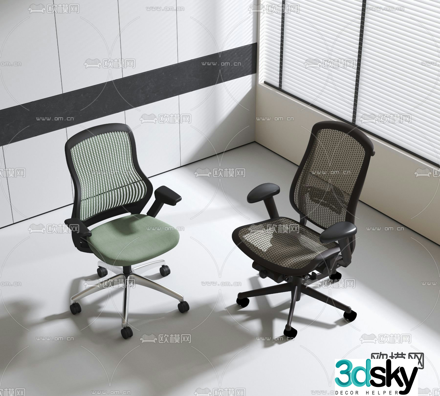 Mesh office chair staff chair 3d model