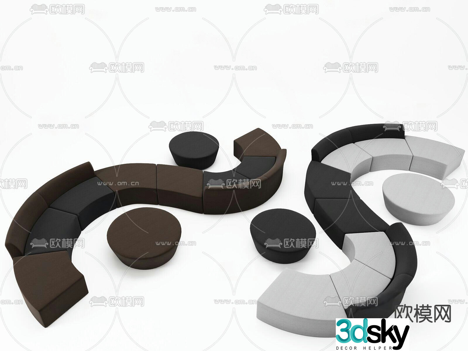 Lobby sofa curved sofa 3d model