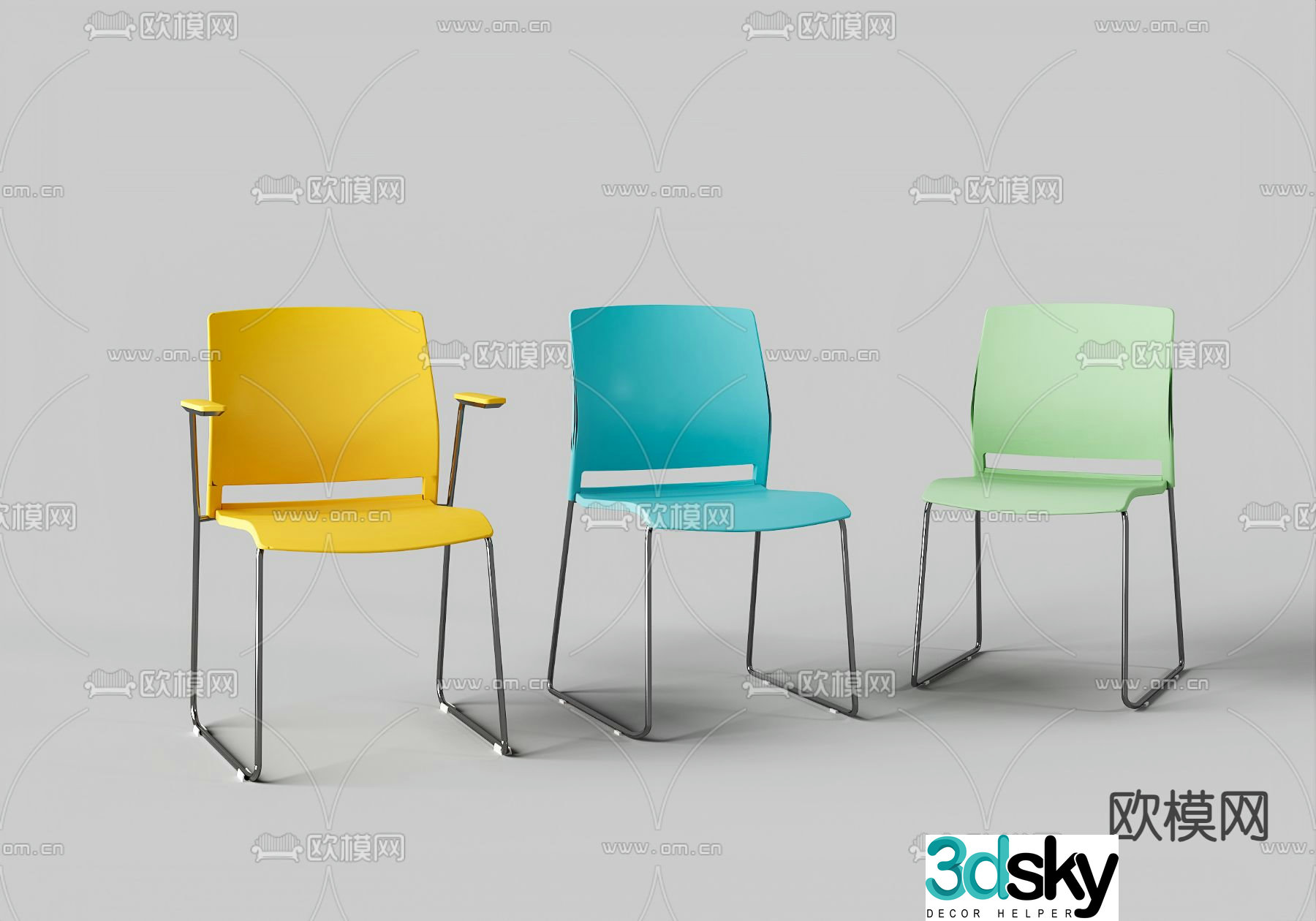 Office chair training chair conference chair plastic chair 3d model