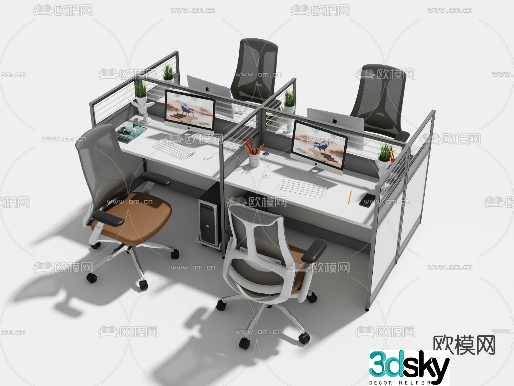 Card space desk workstation 3D model