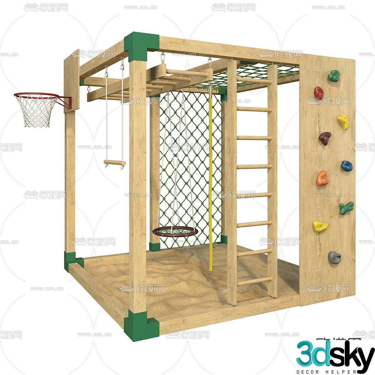 Amusement facilities climbing wall sand pool 3d model