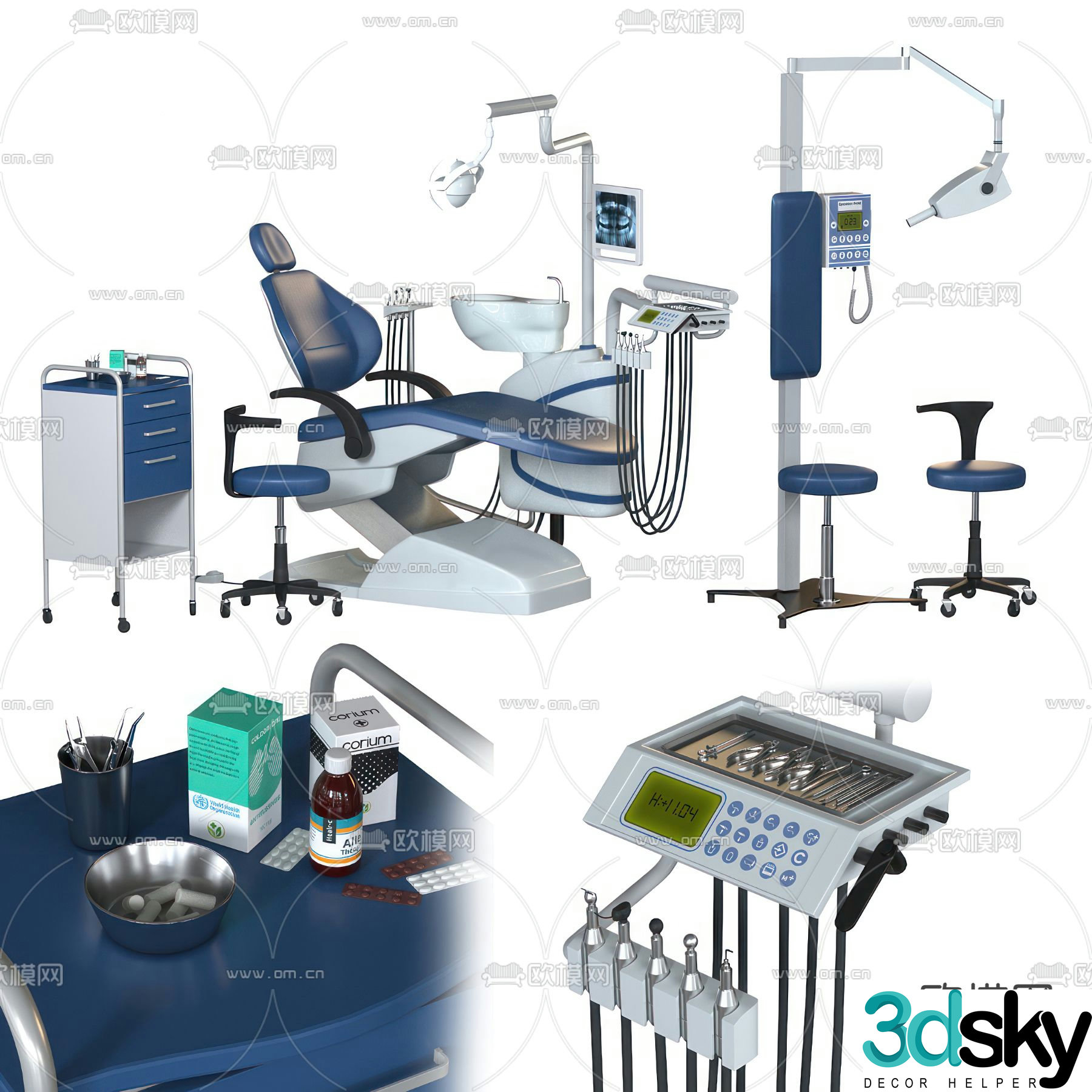 Dentist bed dental surgery bed 3d model