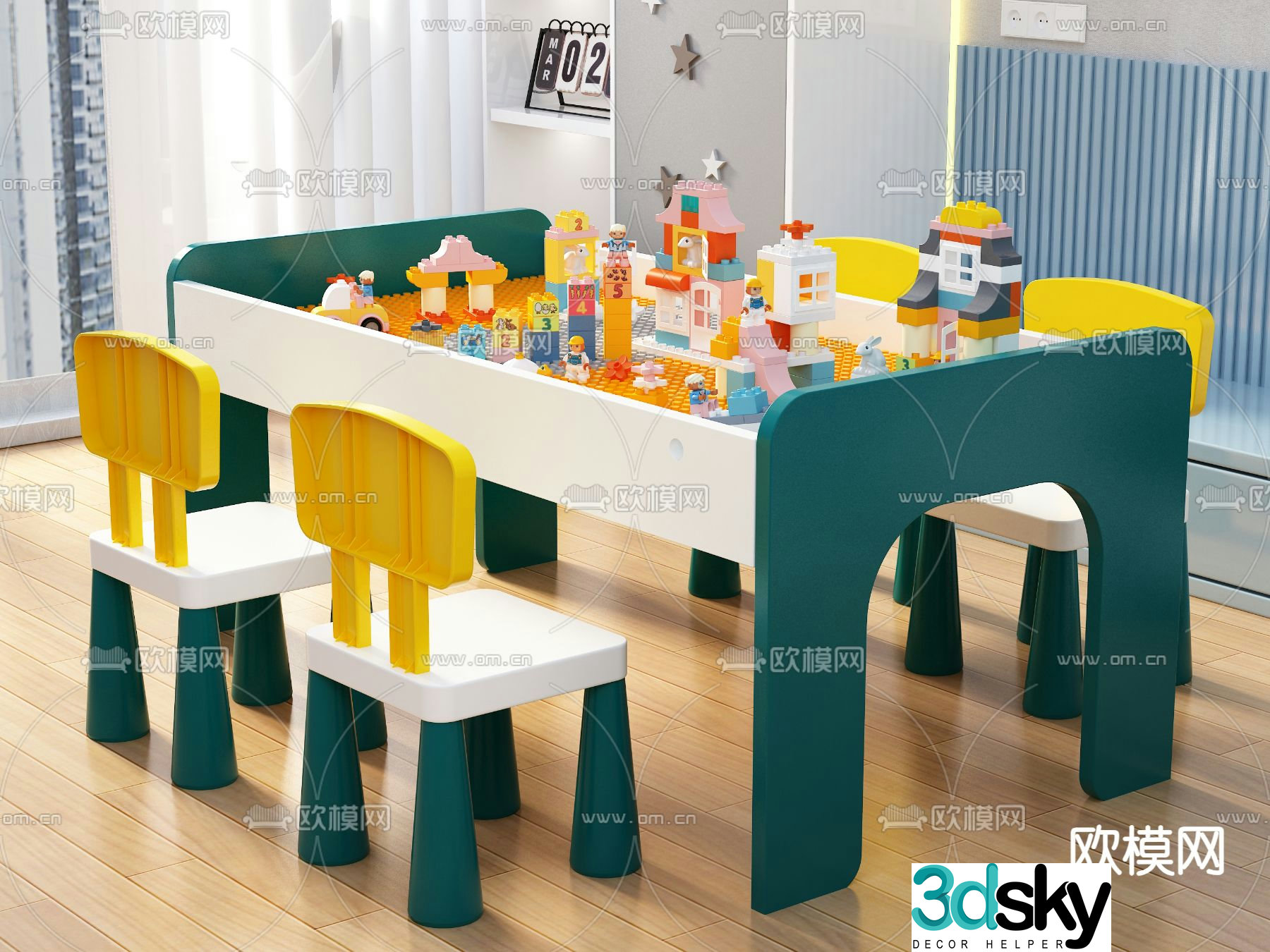 Children’s table building block table game table 3d model