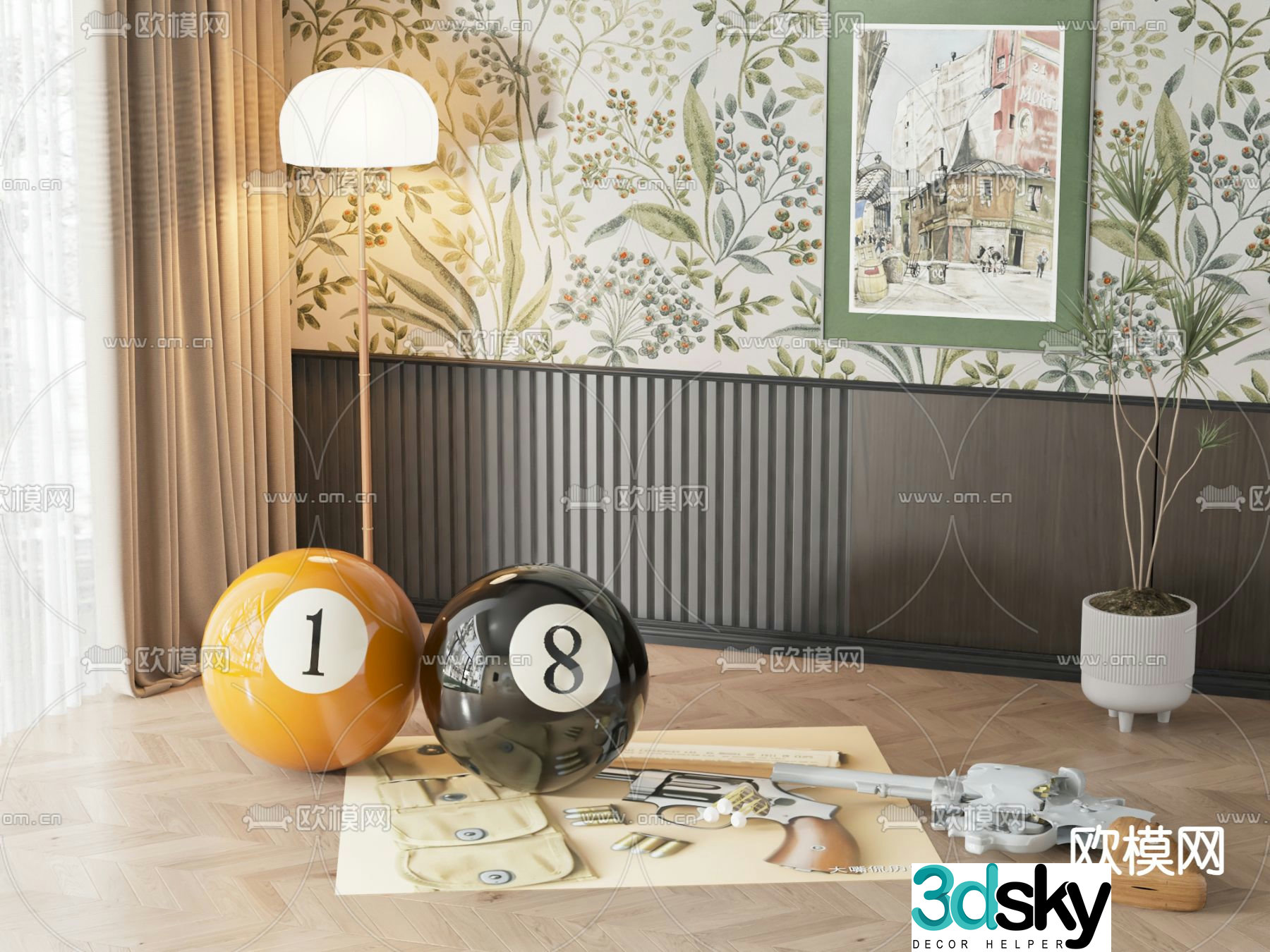 Toy gun billiards 3d model
