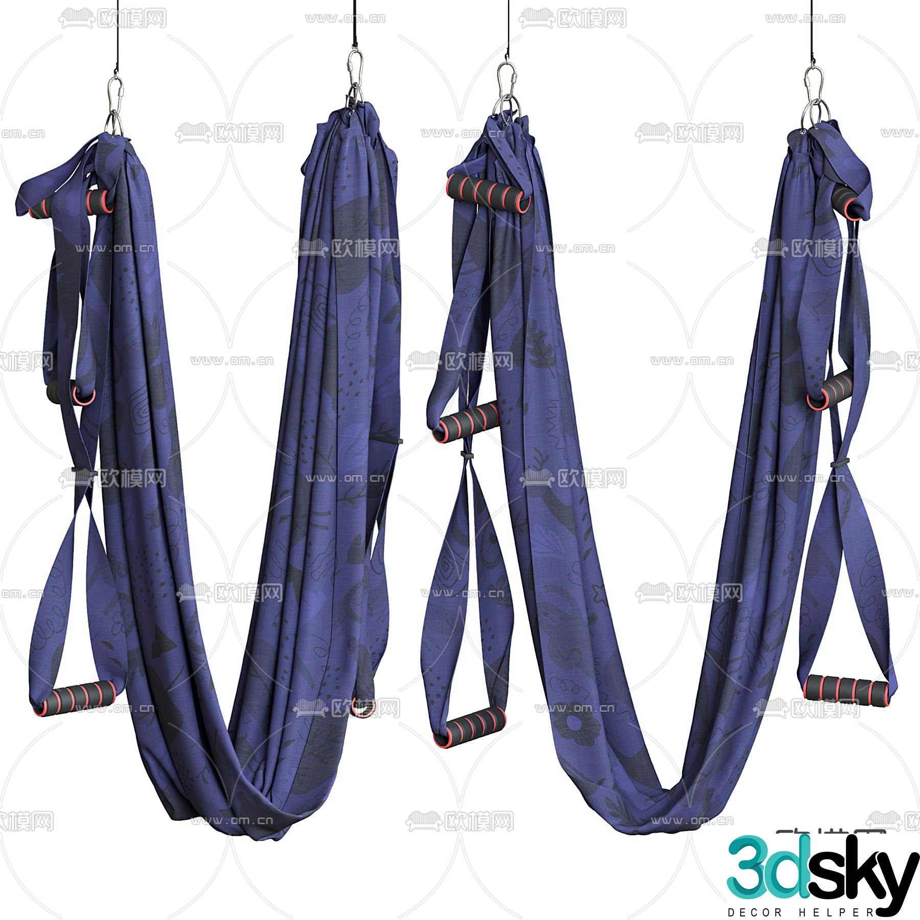 Yoga sling ring exercise belt 3d model