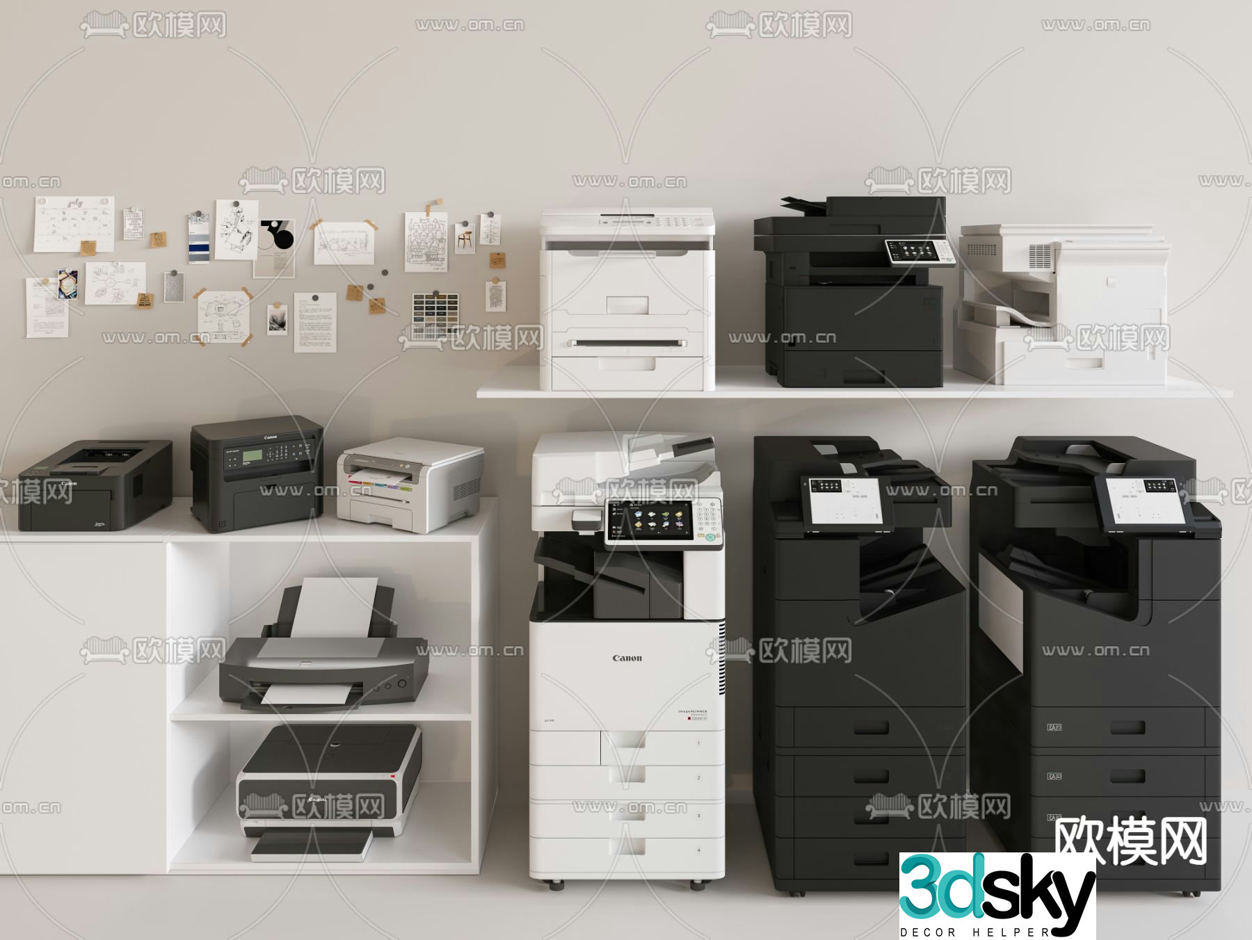 printer copier office supplies 3d model