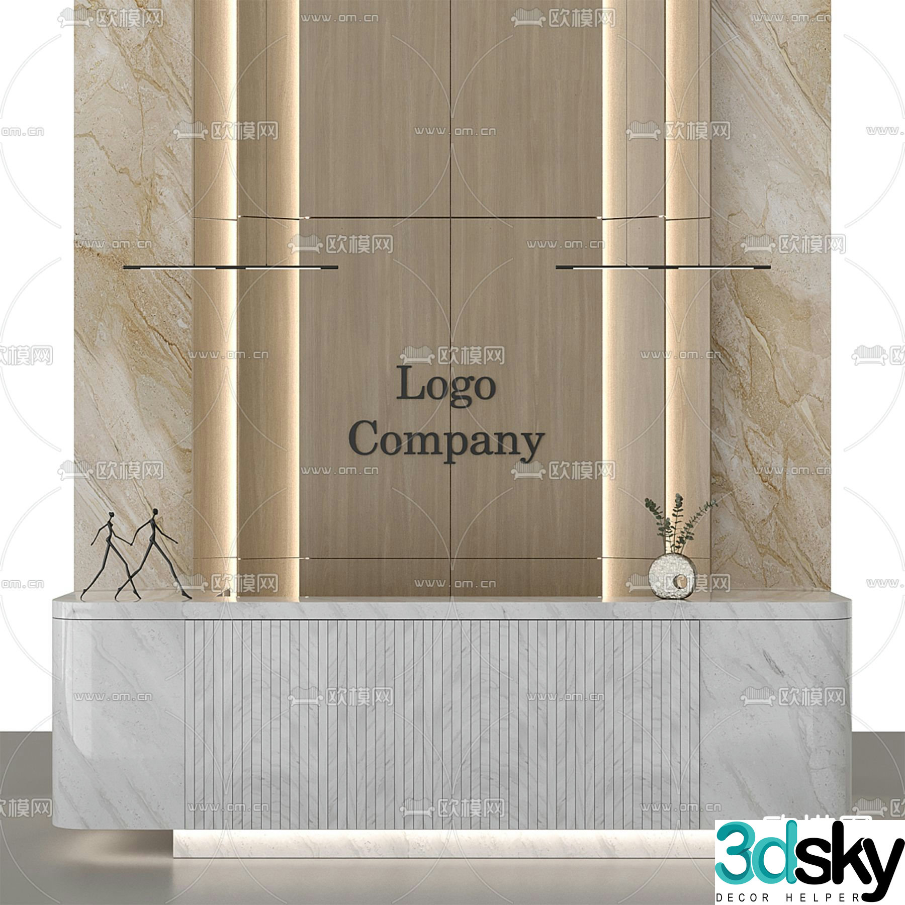 Front desk reception desk service desk 3d model