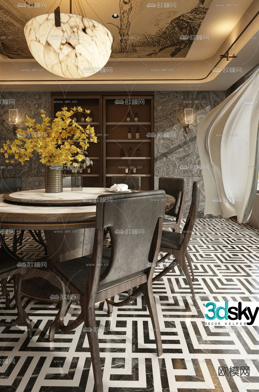 Zheyi Design European classical restaurant 3D model
