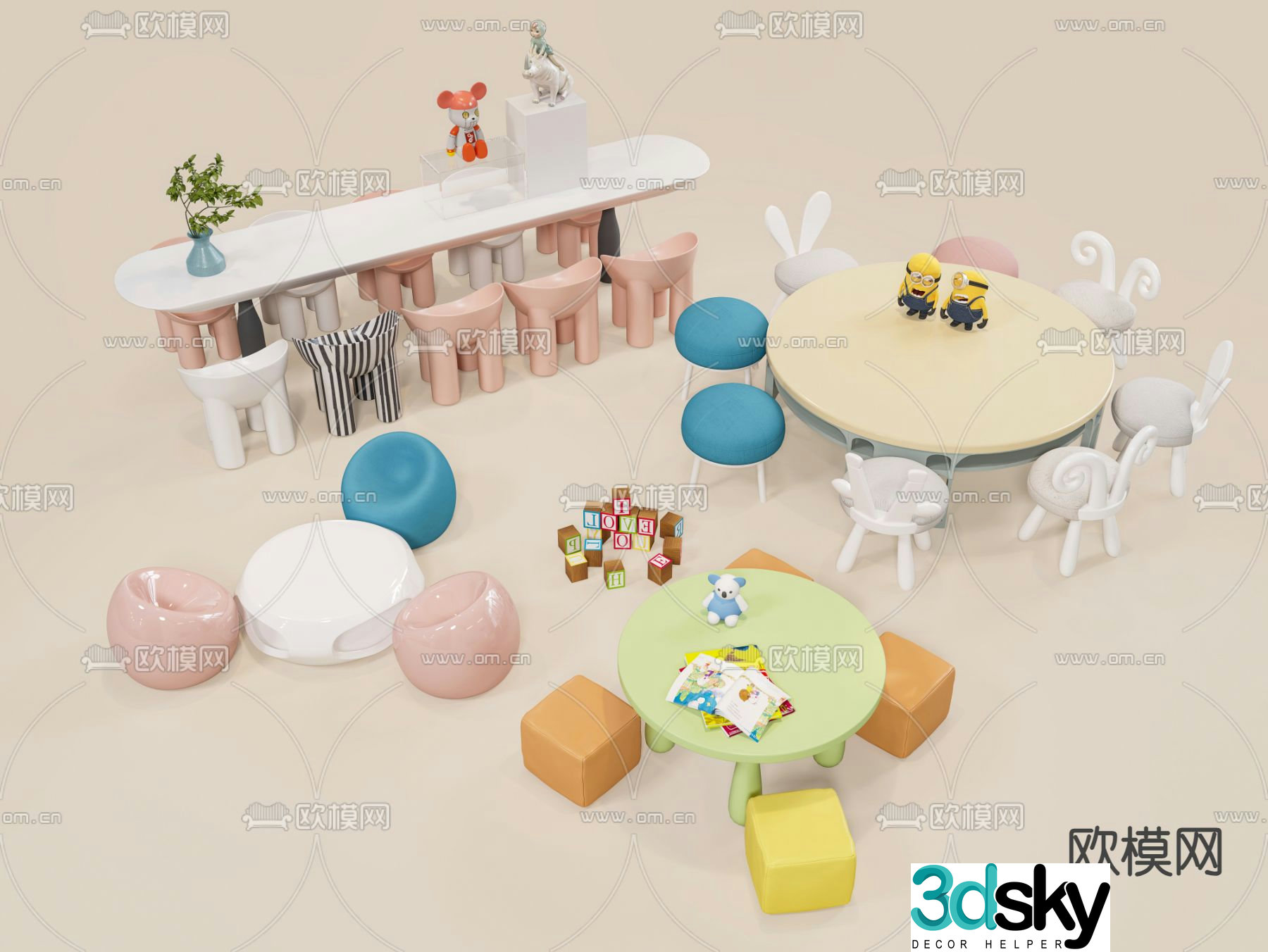 Children’s table and chair 3d model