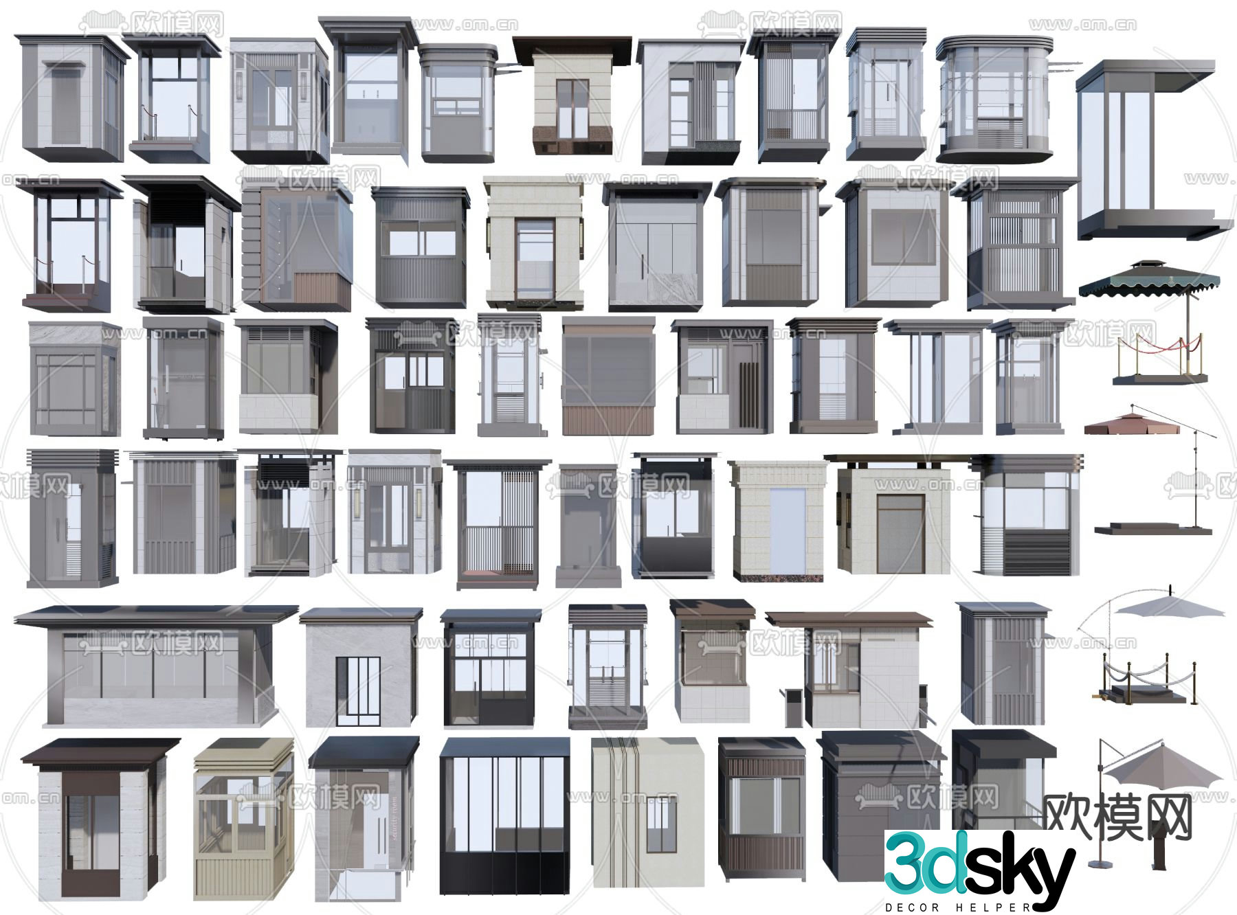 Modern doorman, gate guard, security room 3d model