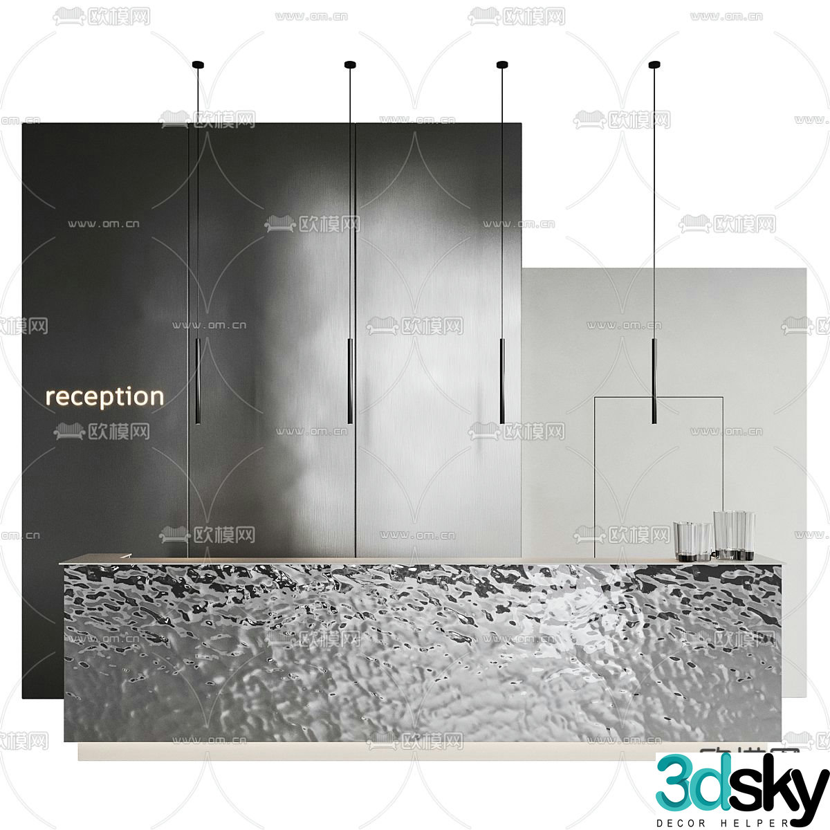 Modern front desk reception desk service desk 3d model