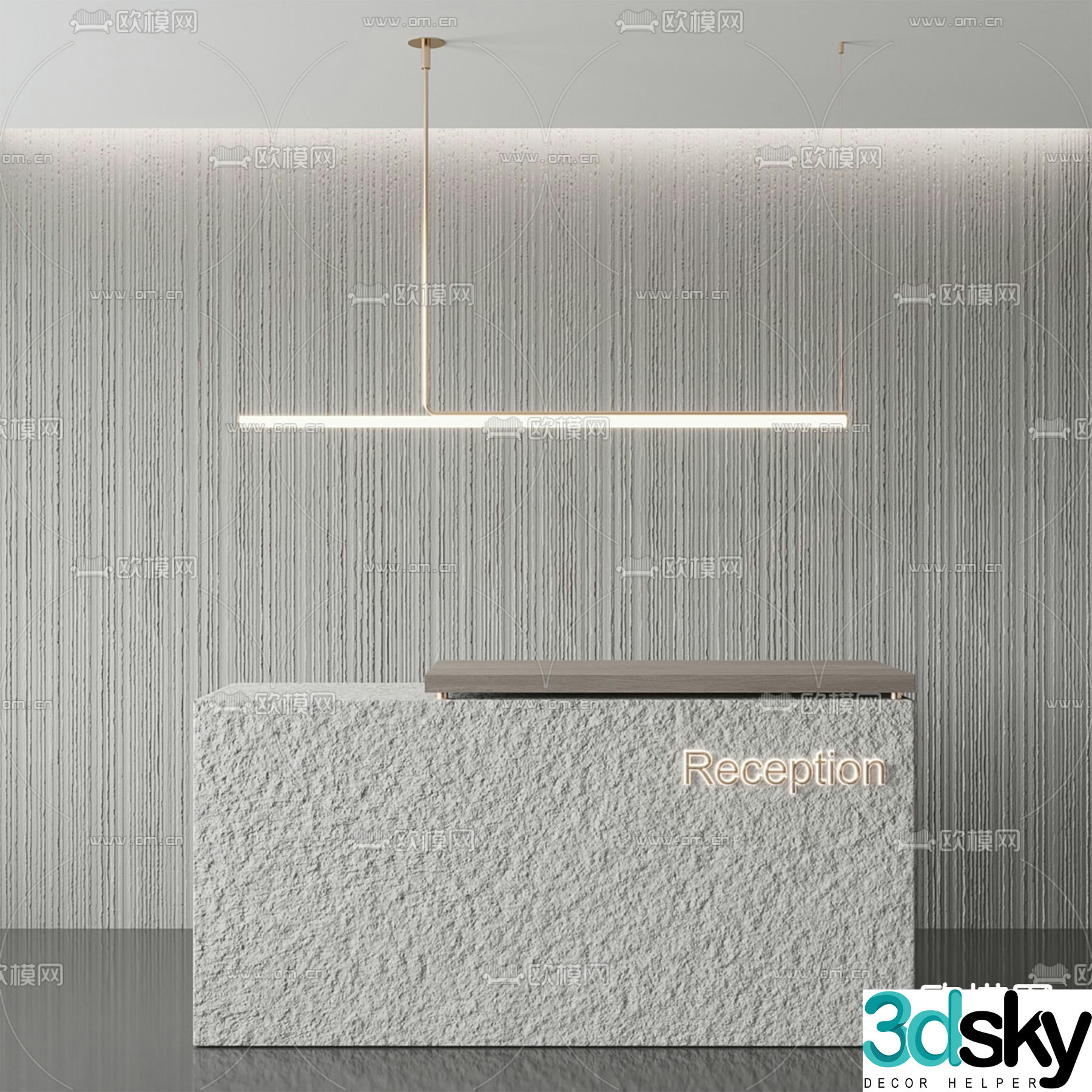 Front desk reception desk service desk 3d model