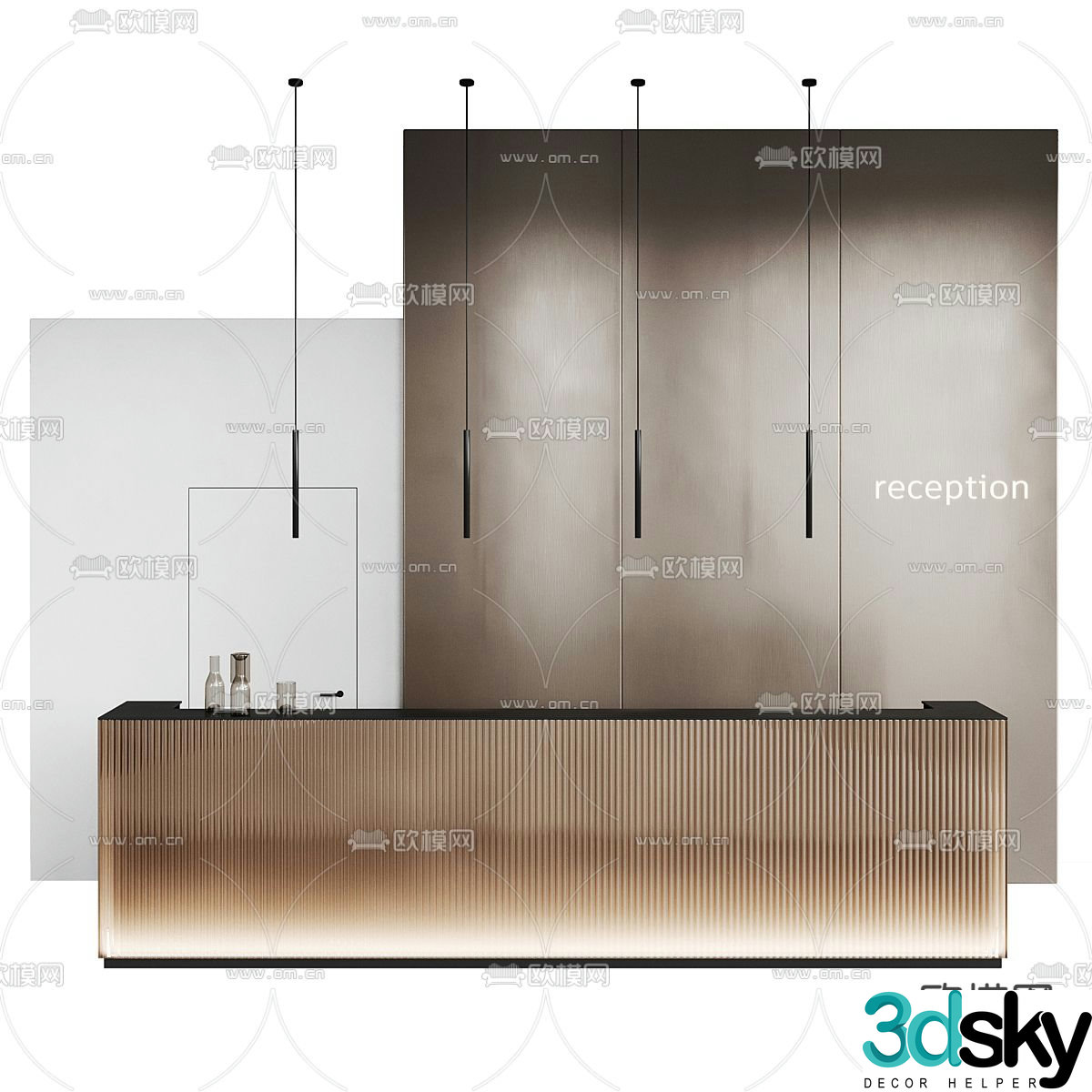 Front desk reception desk service desk 3d model