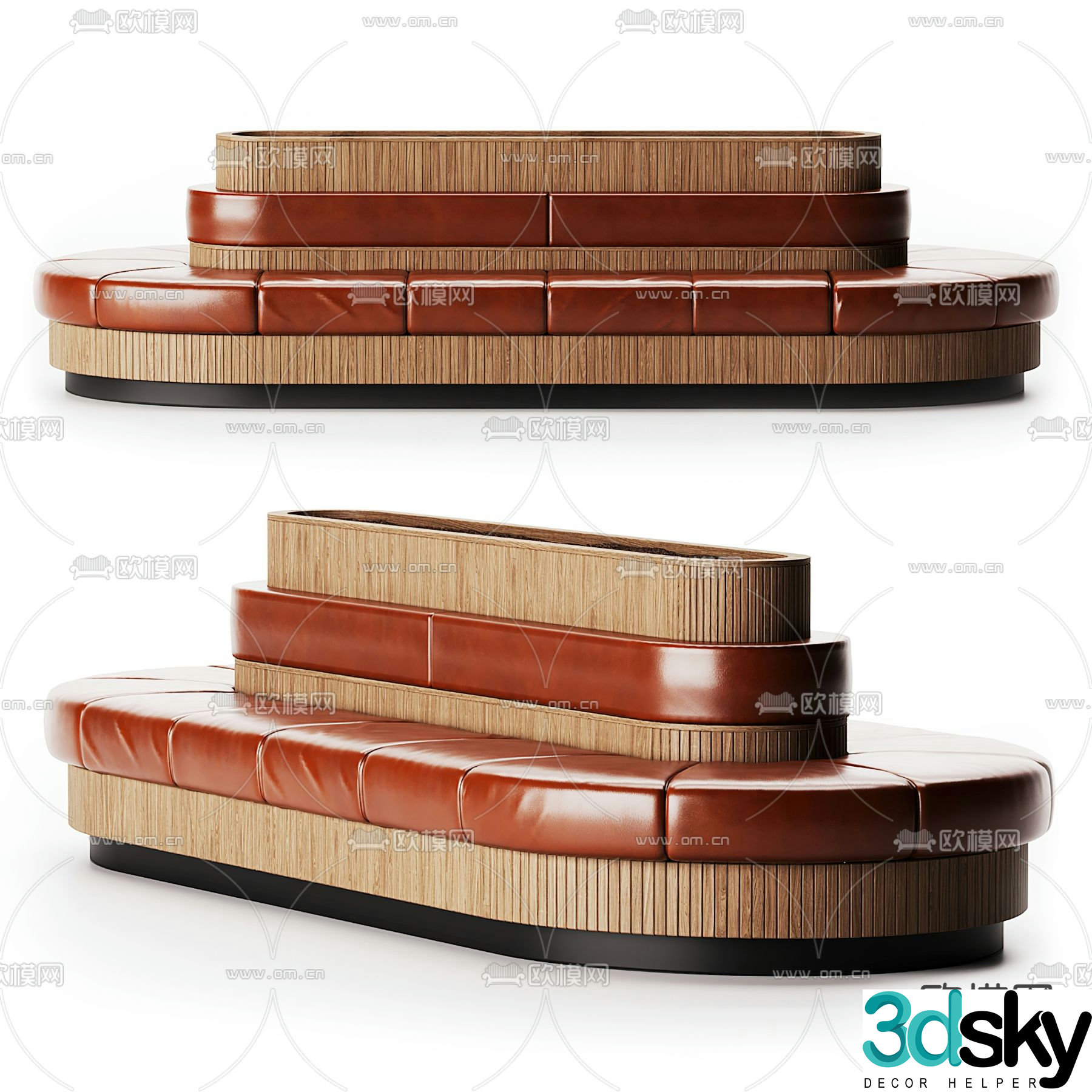 Oval public sofa lobby sofa 3d model
