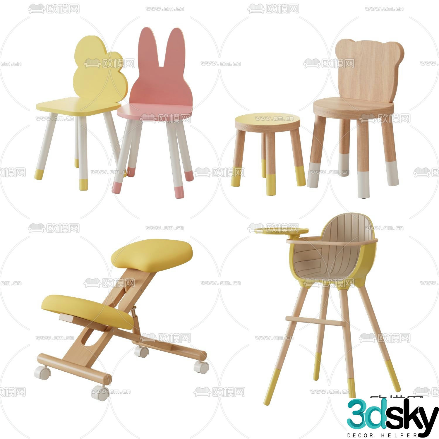 Children’s chair baby chair 3d model