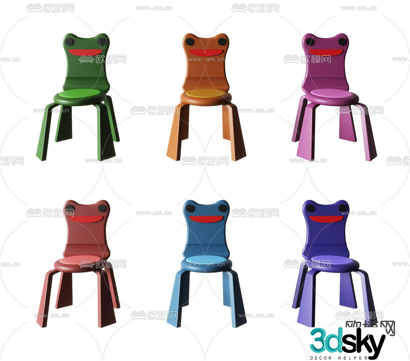 Children’s chair child’s low stool frog chair 3d model