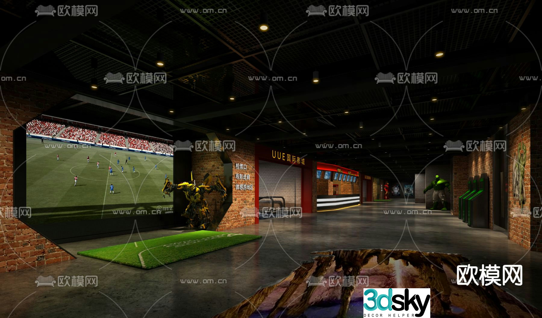 Industrial style cinema cinema 3d model