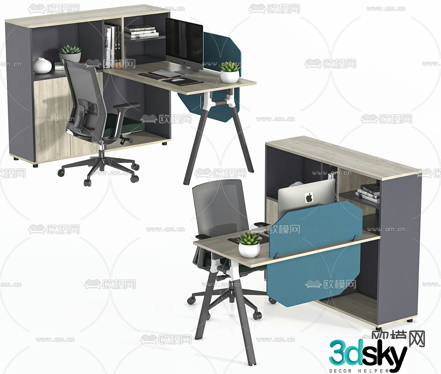 desk supervisor desk manager desk 3d model