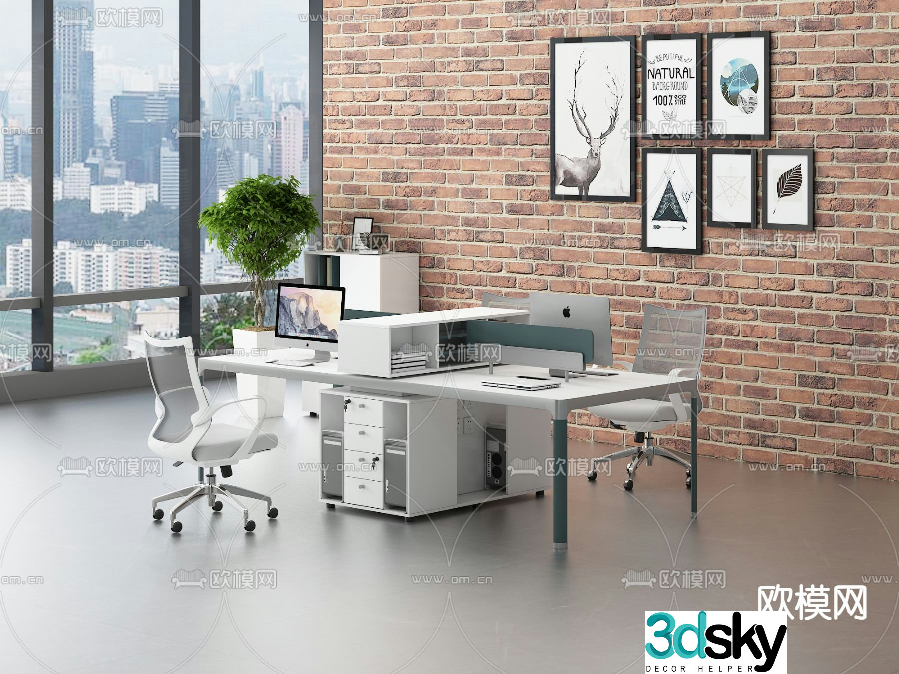 Office desk and chair 3d model