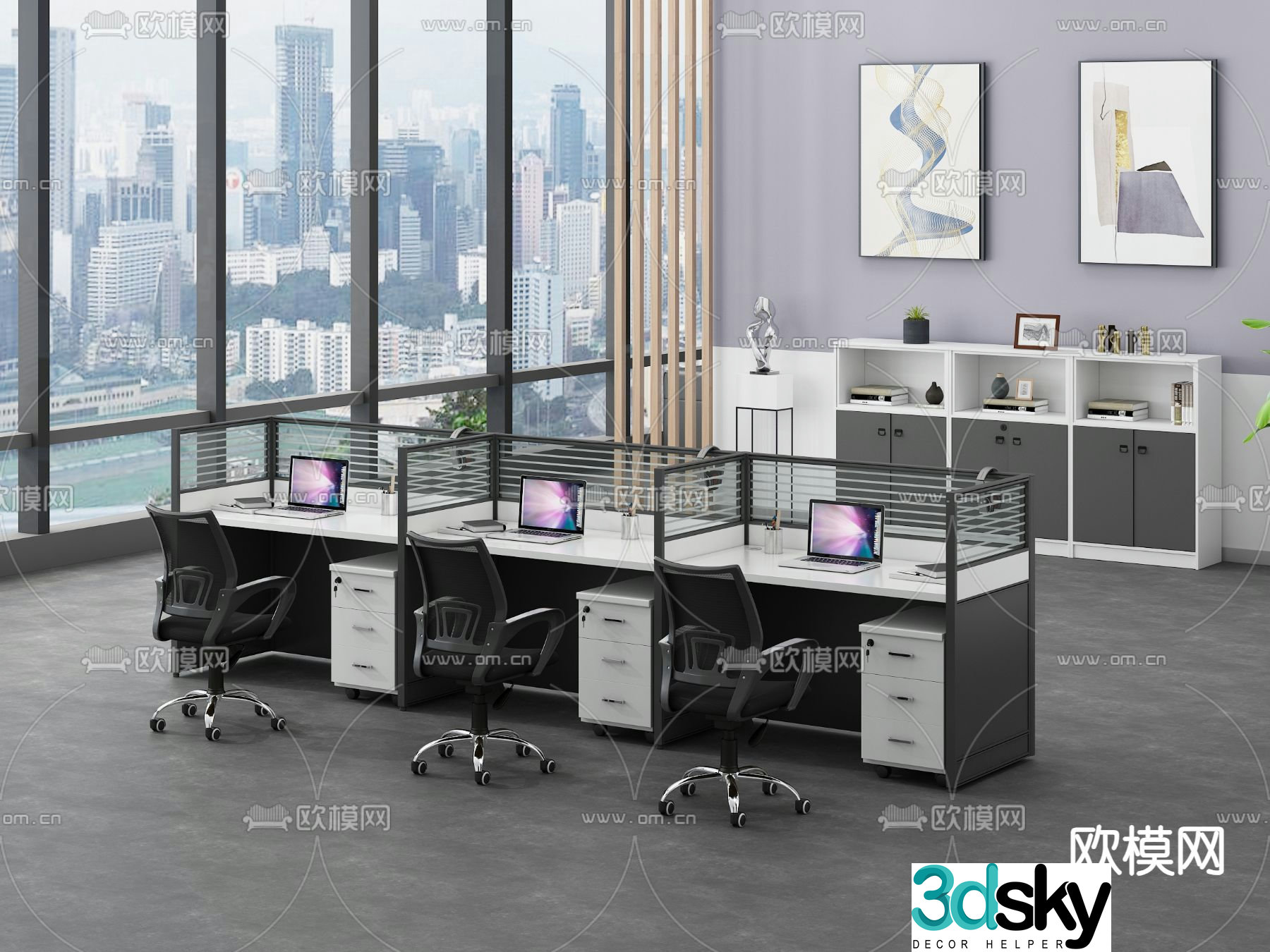 desk work station card space 3d model