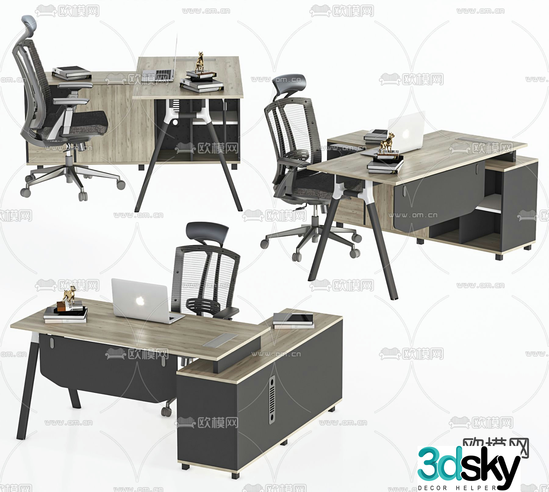 Desk table boss table office desk 3d model