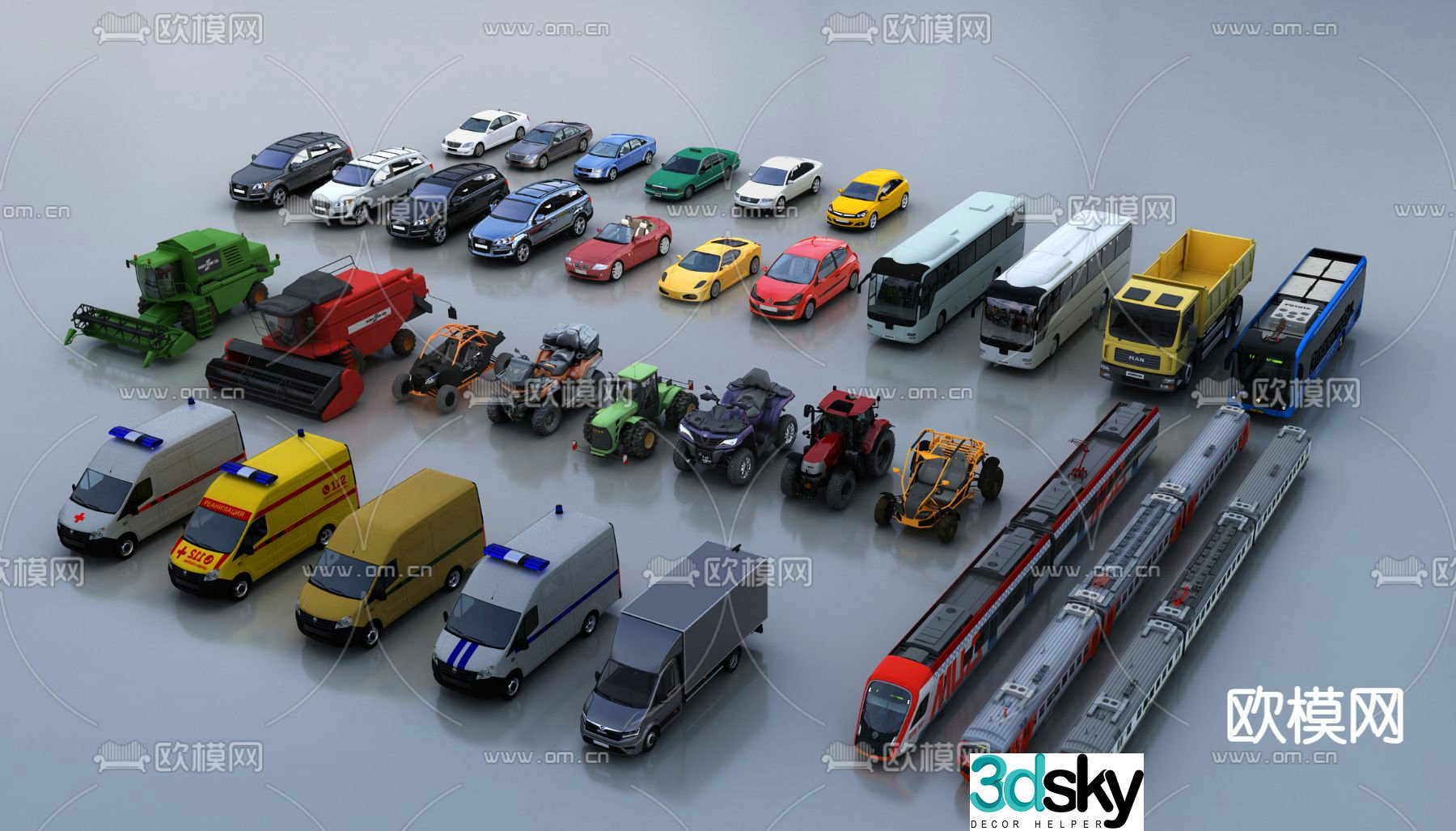 car transporter light rail subway ambulance 3d model