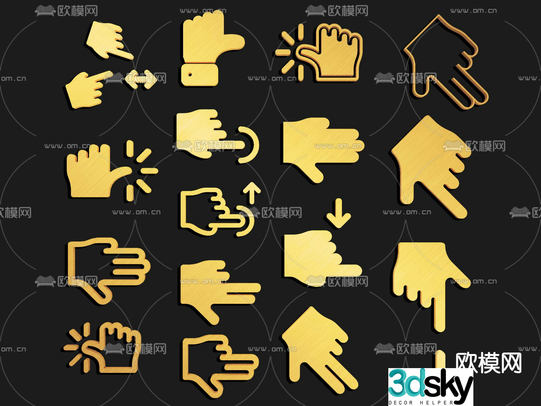 Gesture indication logo sign 3d model