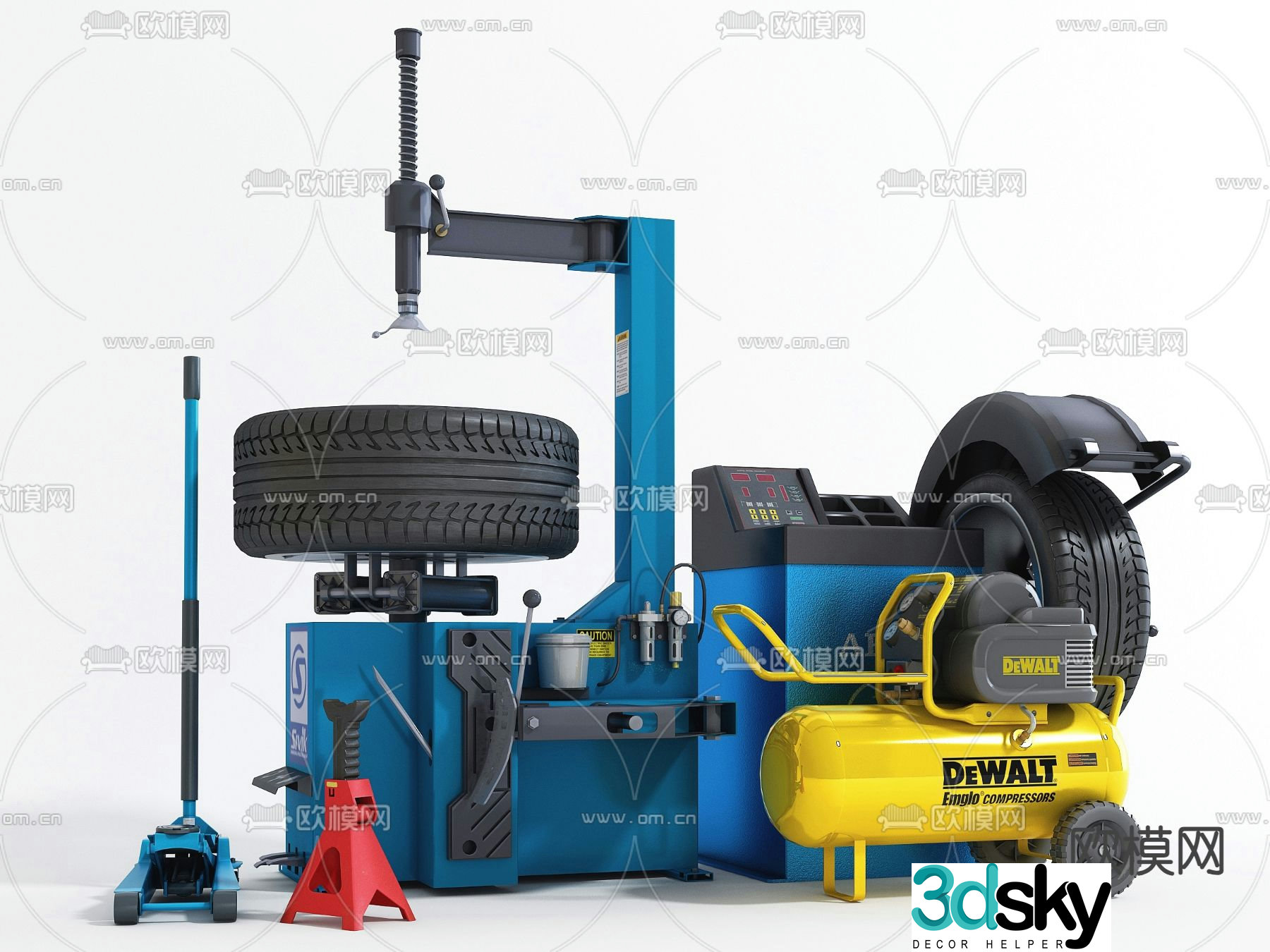 Auto repair tools tire disassembly 3d model