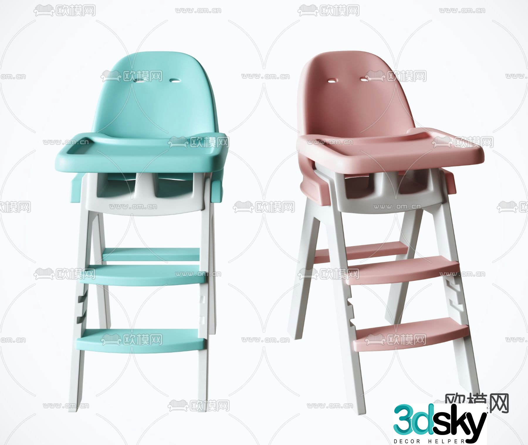 Baby dining chair children’s chair baby dining table 3D model