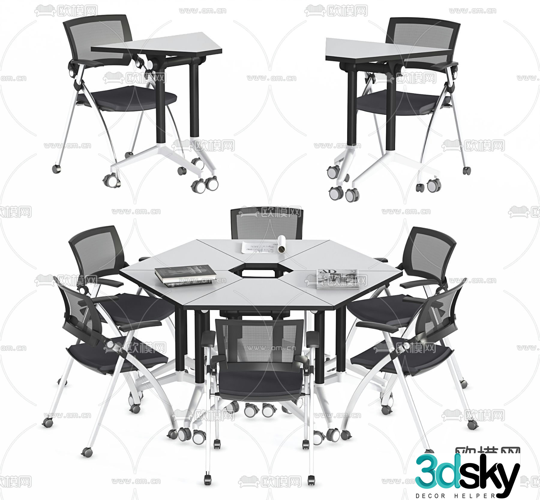 Conference table training table 3d model