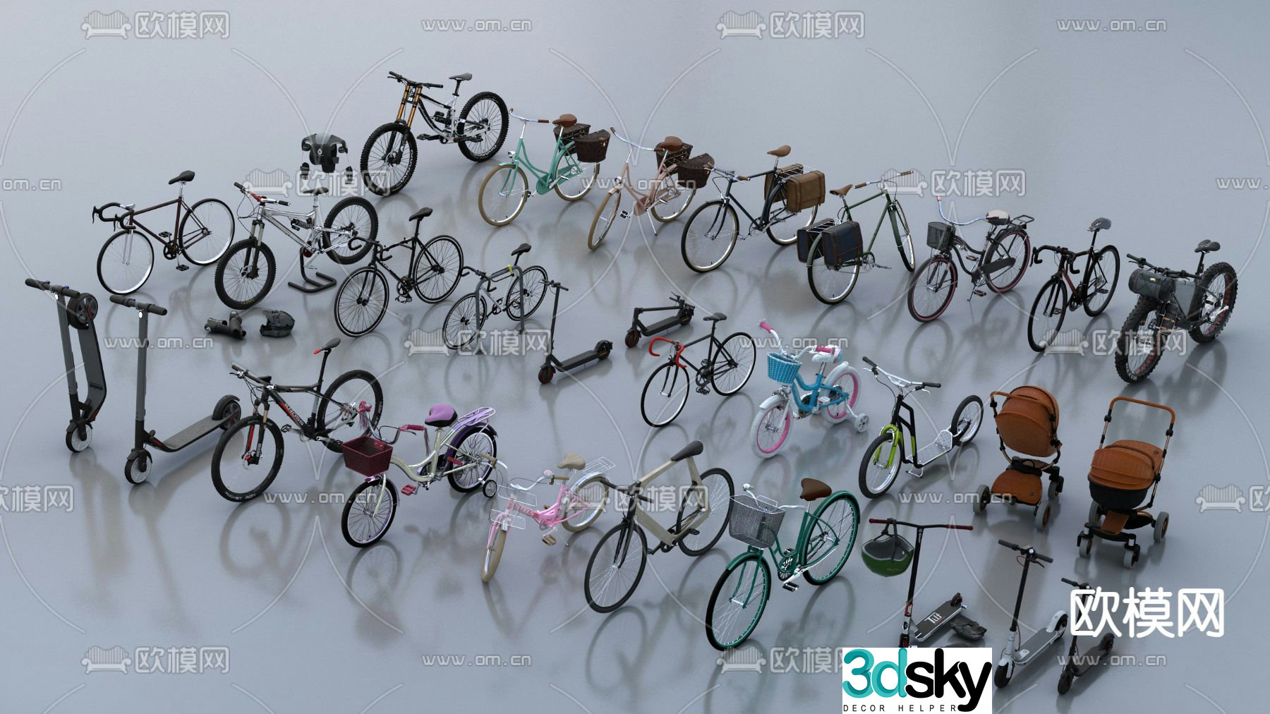 bicycle mountain bike stroller scooter 3d model