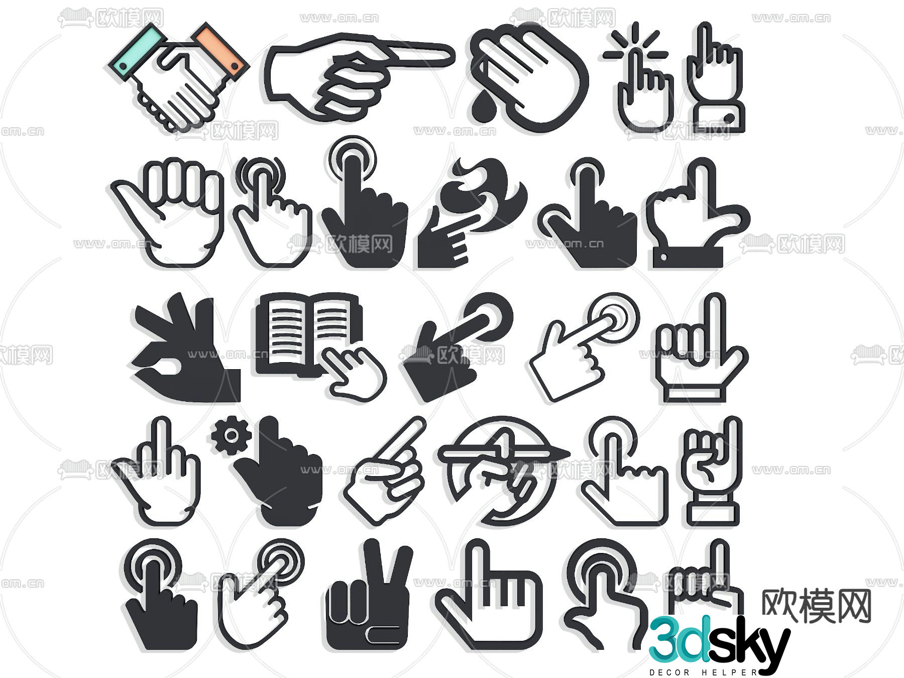 Gesture indication logo sign 3d model
