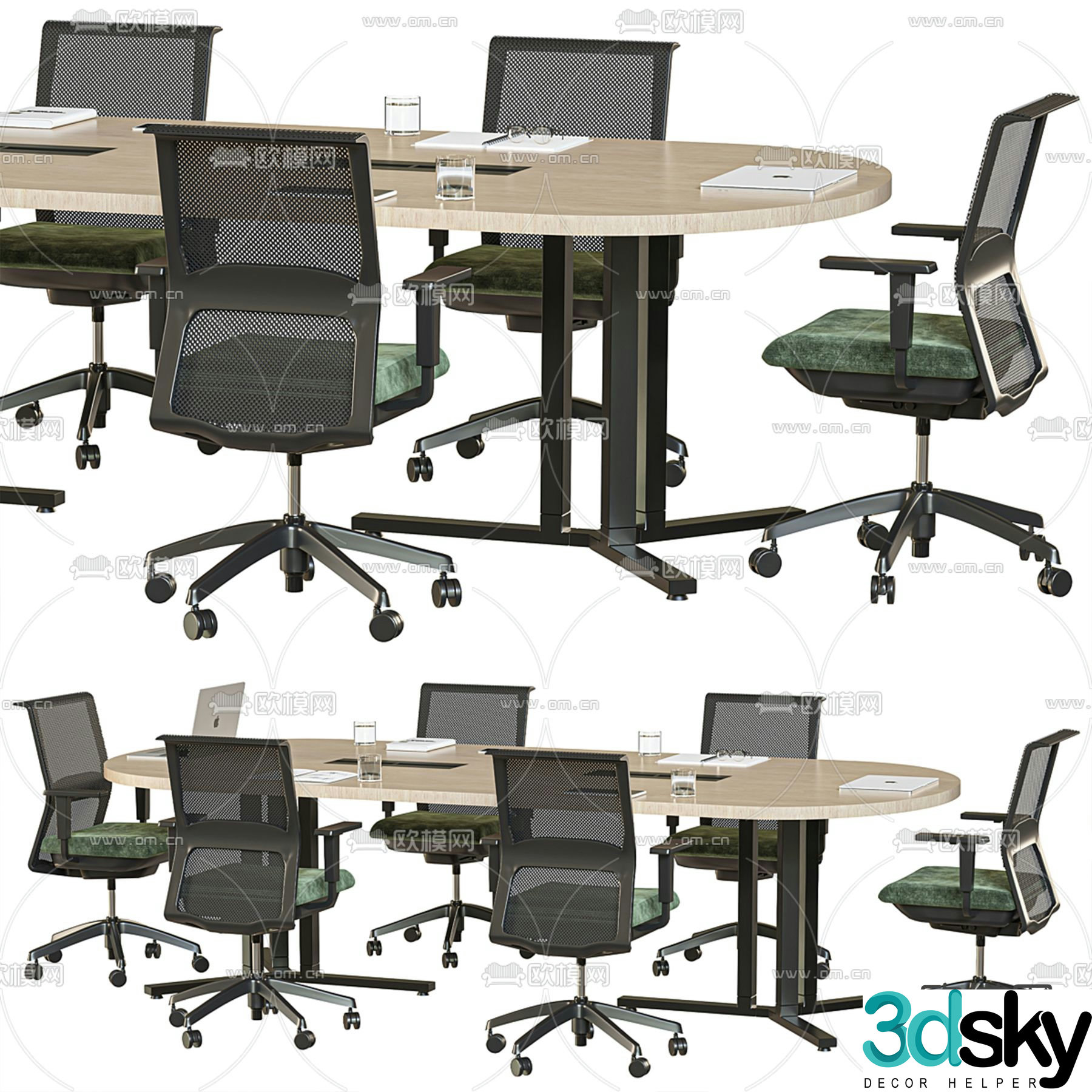 Oval conference table conference table 3d model