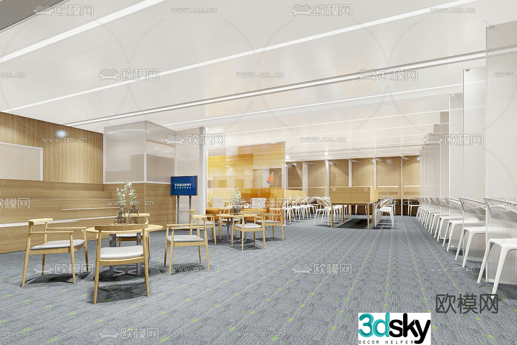 Modern study room library 3d model