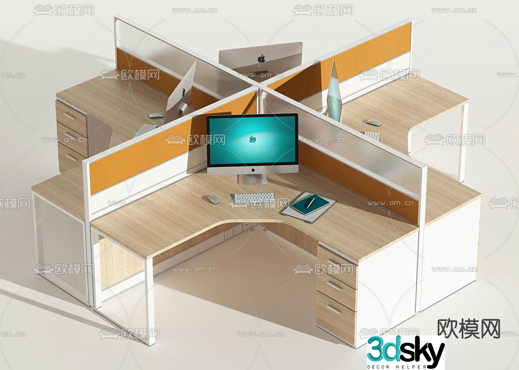 desk workstation 3d model