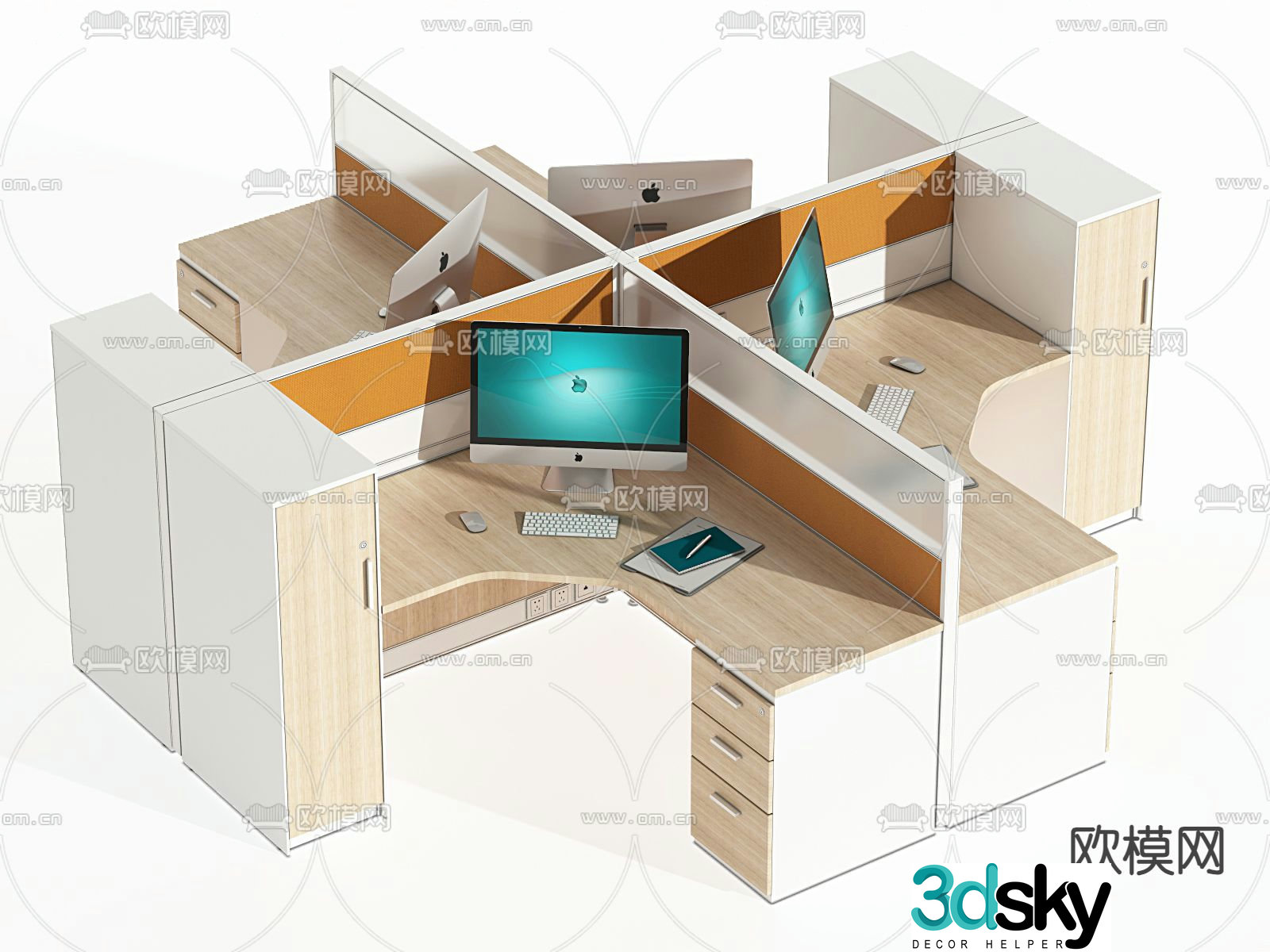 Card space desk workstation 3D model