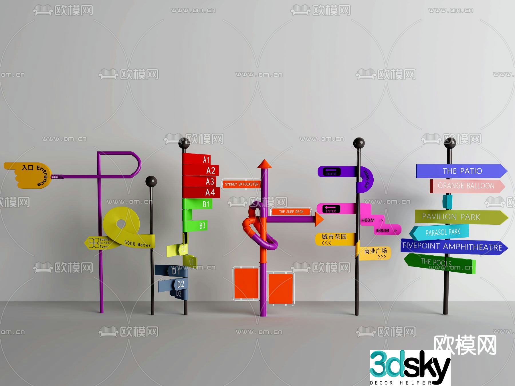 Creative guide sign, sign, road sign 3D model