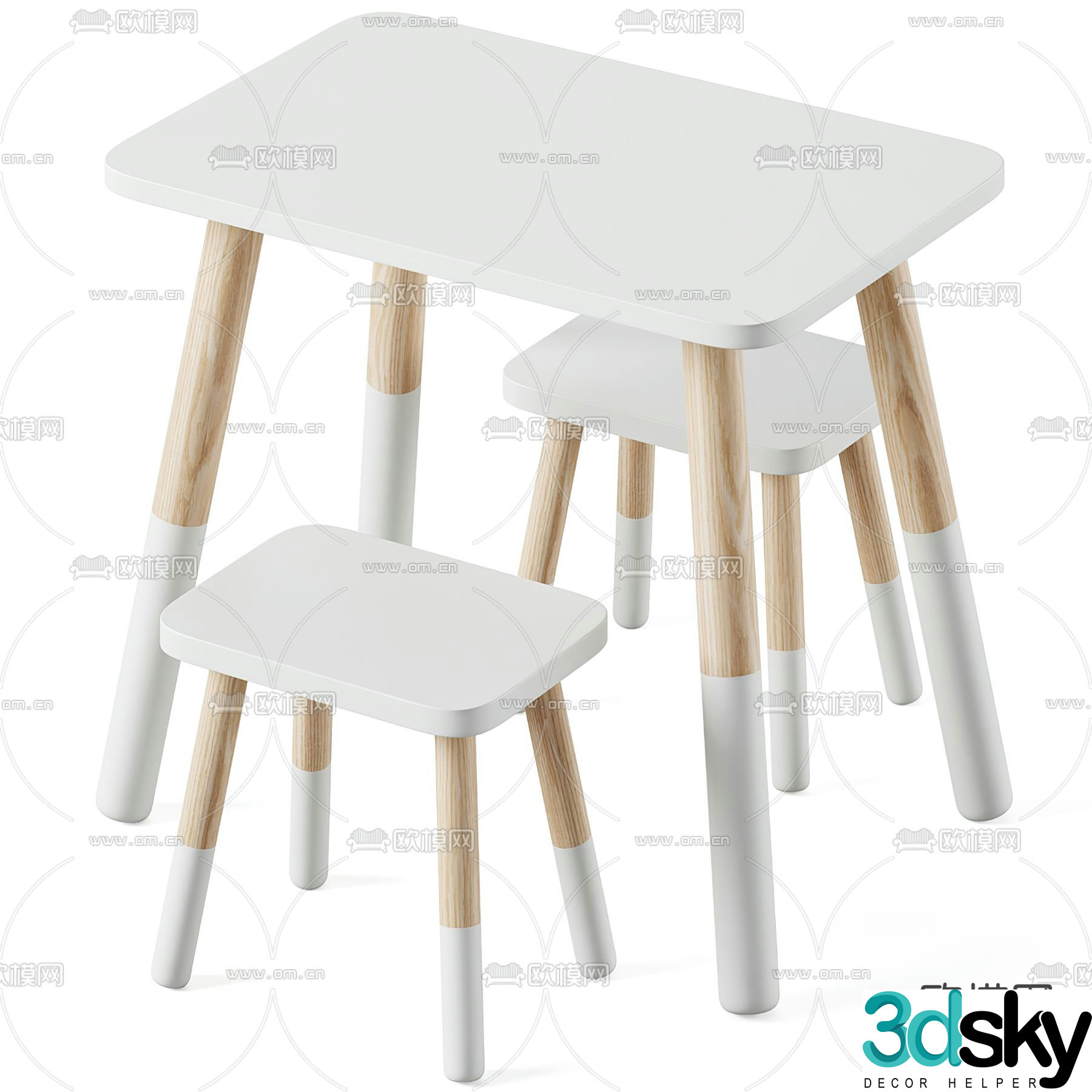 Children’s table and chairs Children’s dining table 3d model