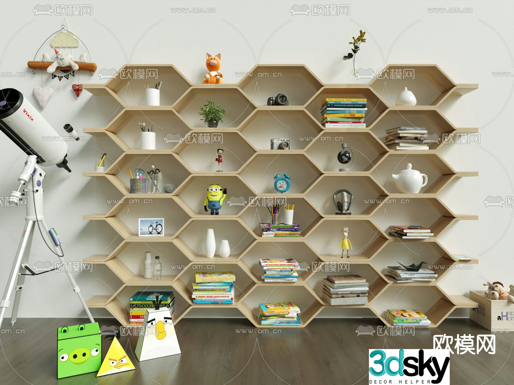 Children’s bookcase toy cabinet 3d model